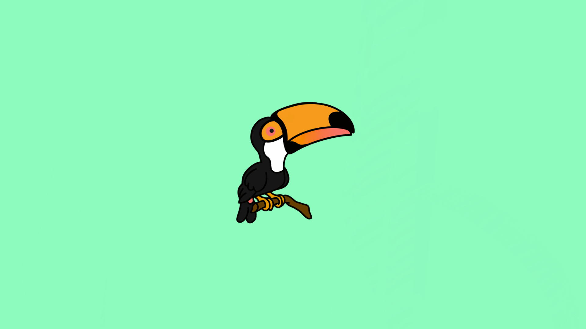 Cartoon Toucan on a Branch HD Wallpaper