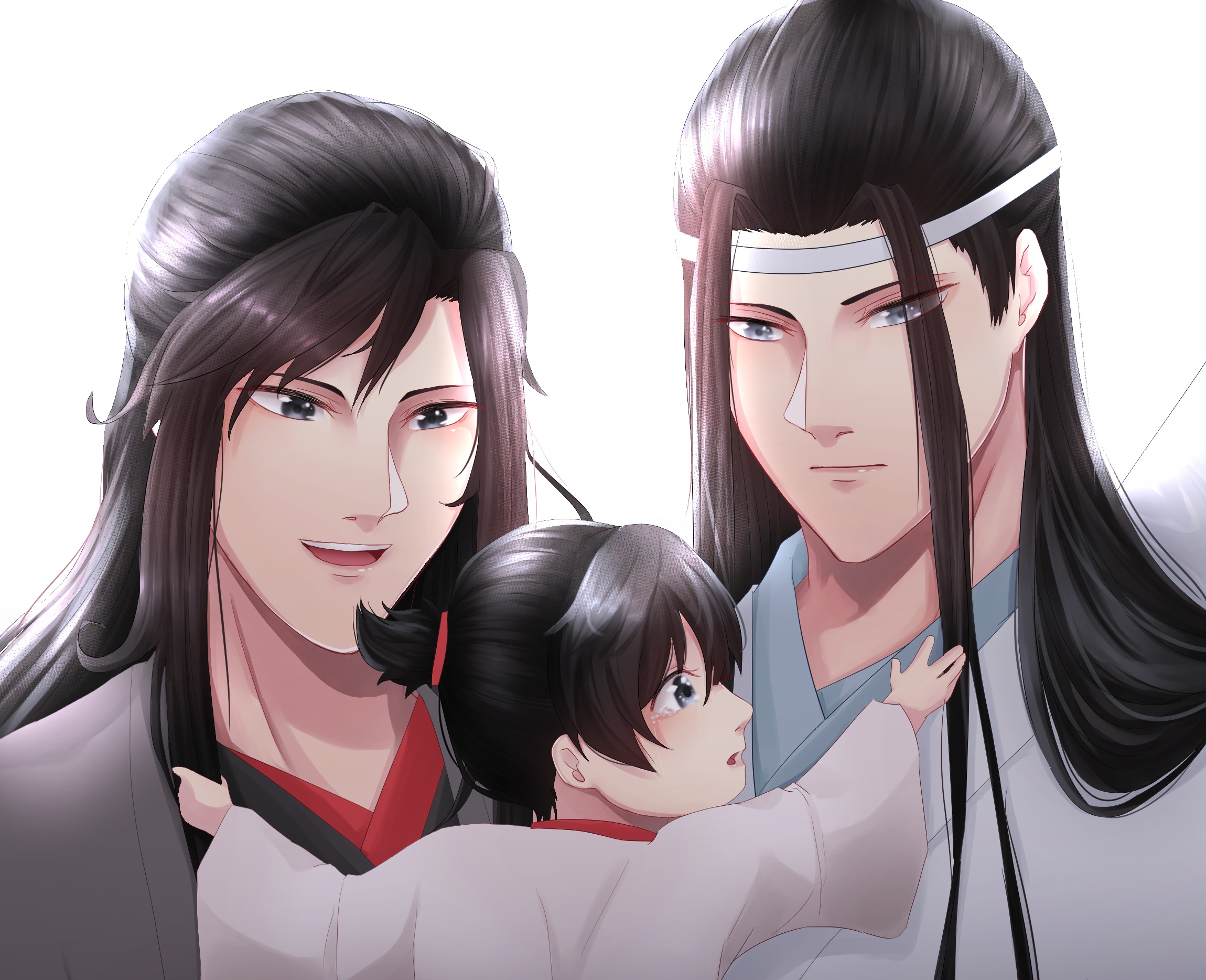 Wei Ying and Lan Wangji with a child from Mo Dao Zu Shi HD Wallpaper