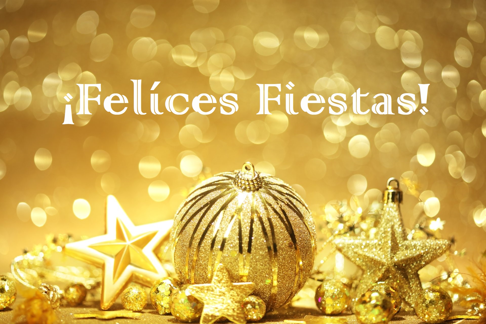 Golden Christmas Ornaments and Stars HD Wallpaper