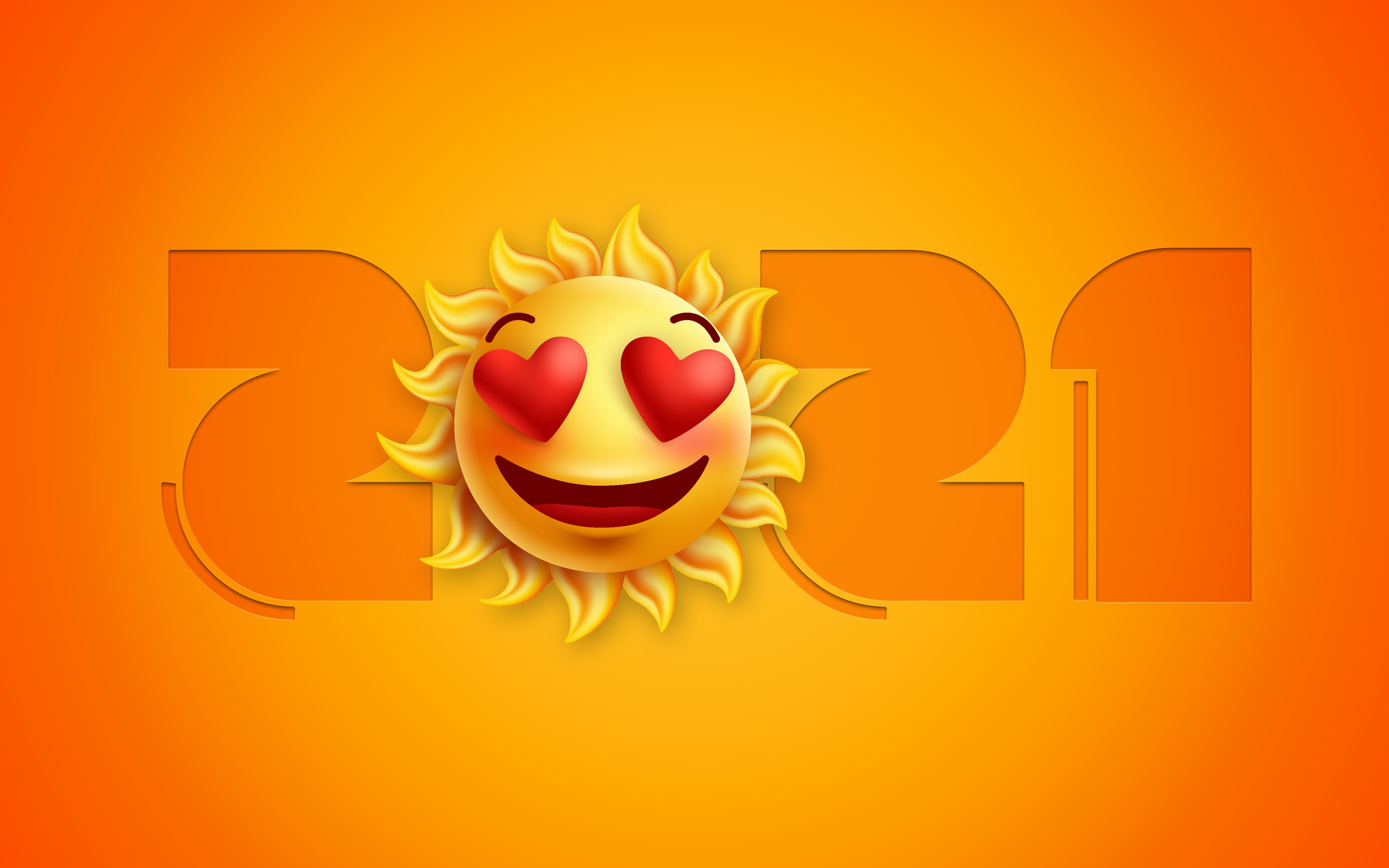 New Year 2021 Sun Emoji 4K HD Wallpaper