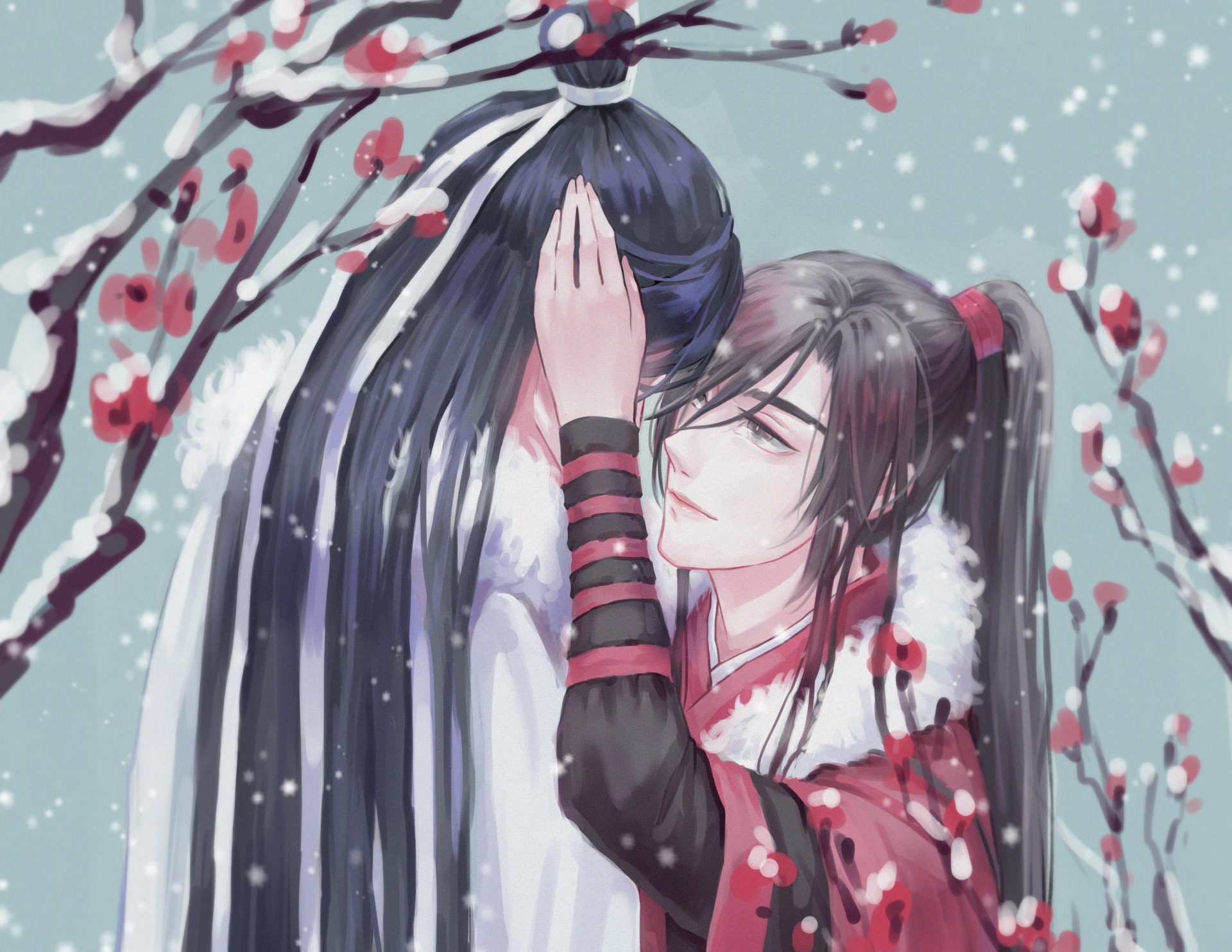 Lan Wangji and Wei Wuxian from Mo Dao Zu Shi in snow HD Wallpaper