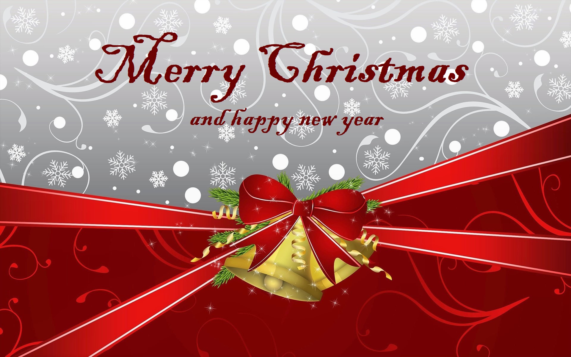 Merry Christmas and Happy New Year Bells HD Wallpaper