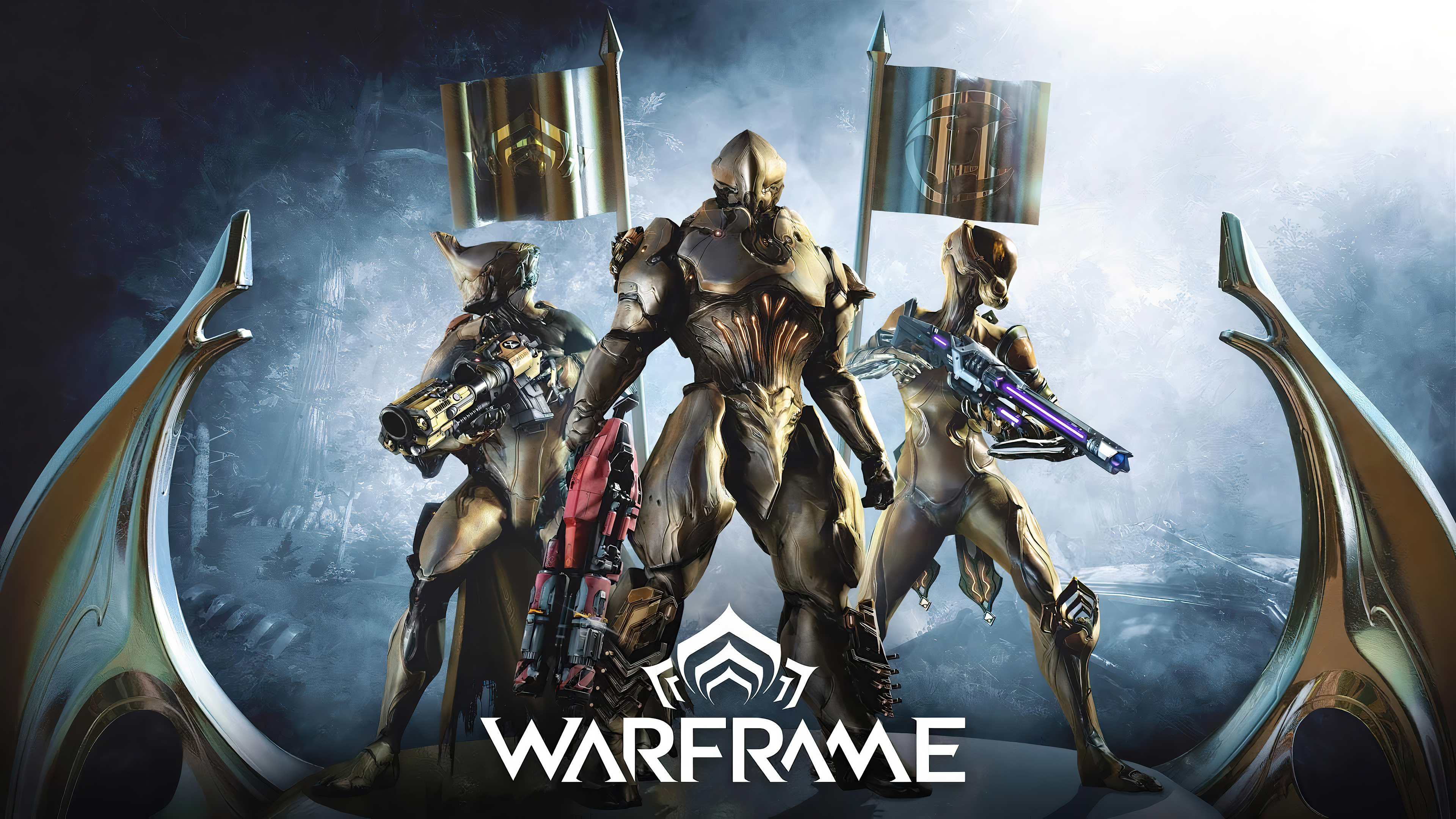 Warframe characters with flags HD Wallpaper