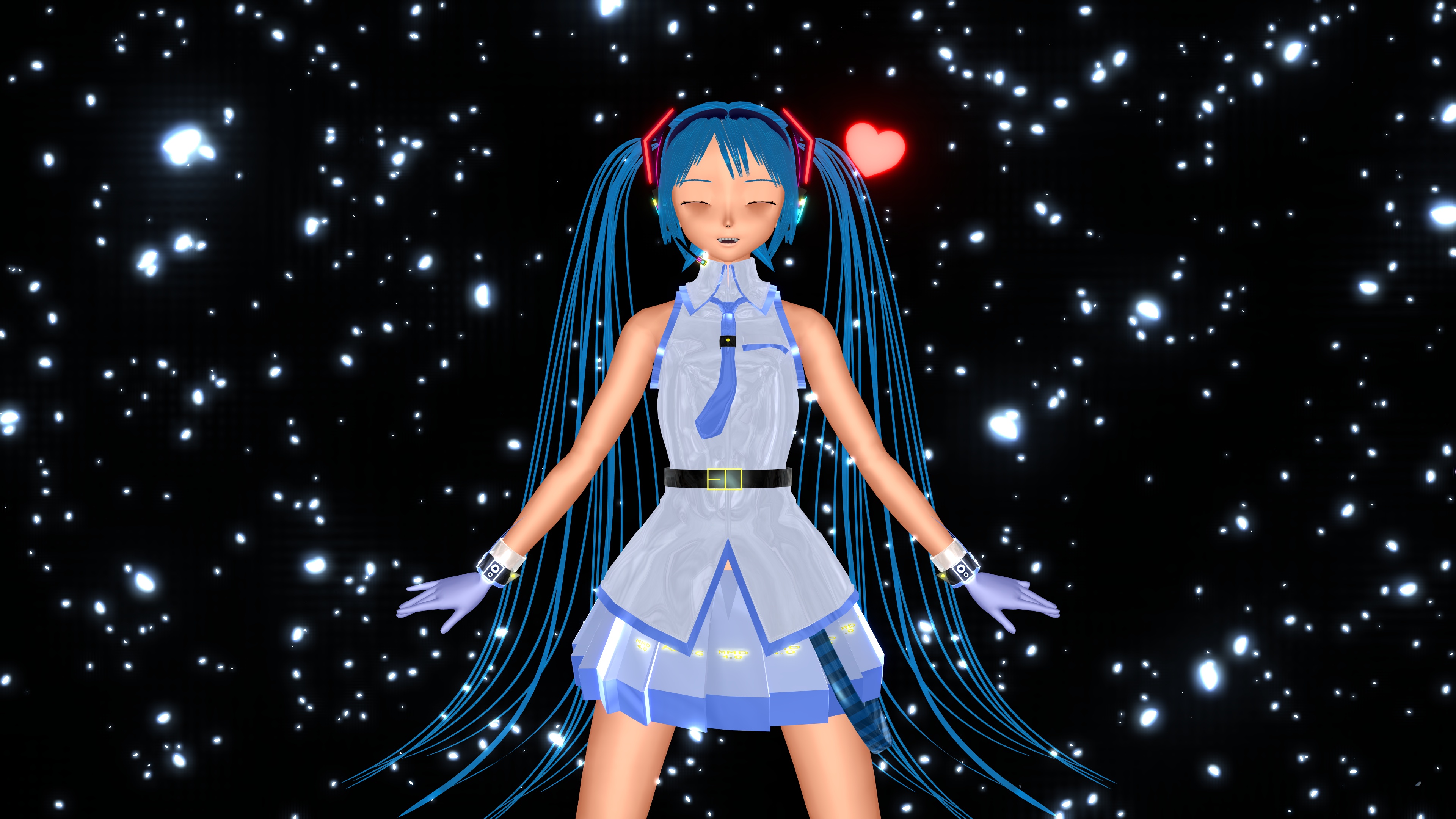 Hatsune Miku with blue hair and headphones in space HD Wallpaper