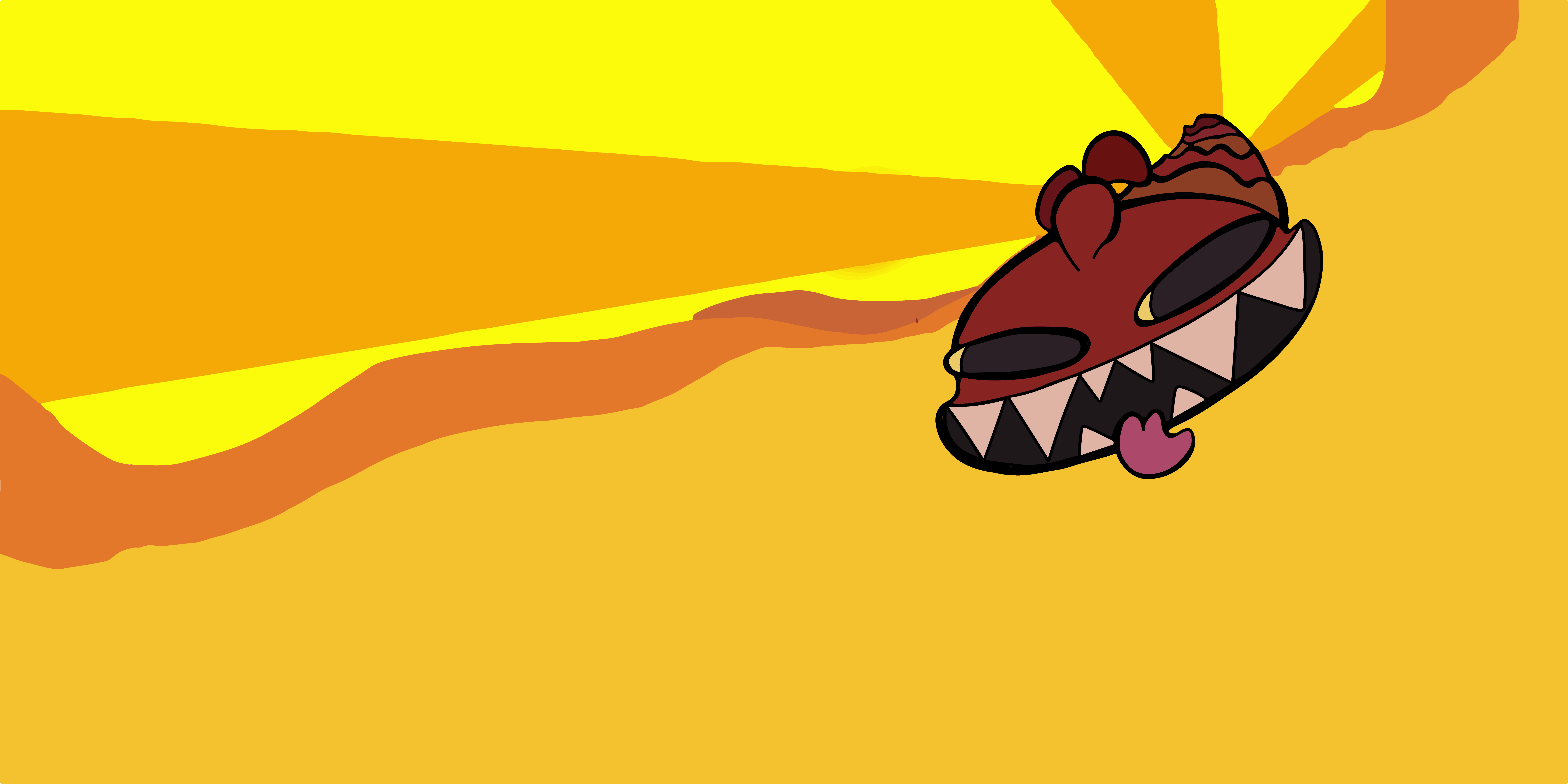 Cartoon monster head with sharp teeth and tongue HD Wallpaper