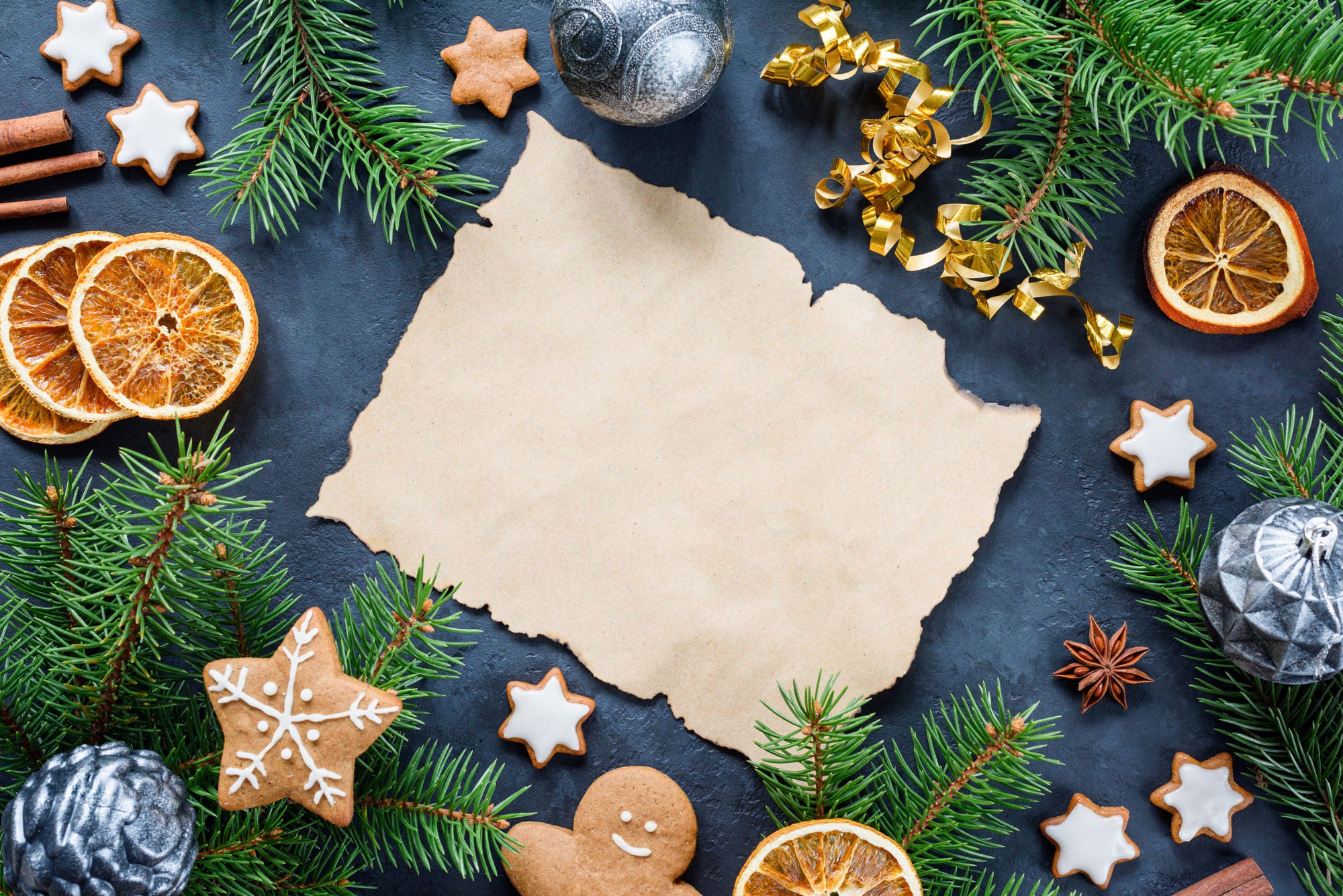 Christmas Decorations with Cookies and Oranges HD Wallpaper