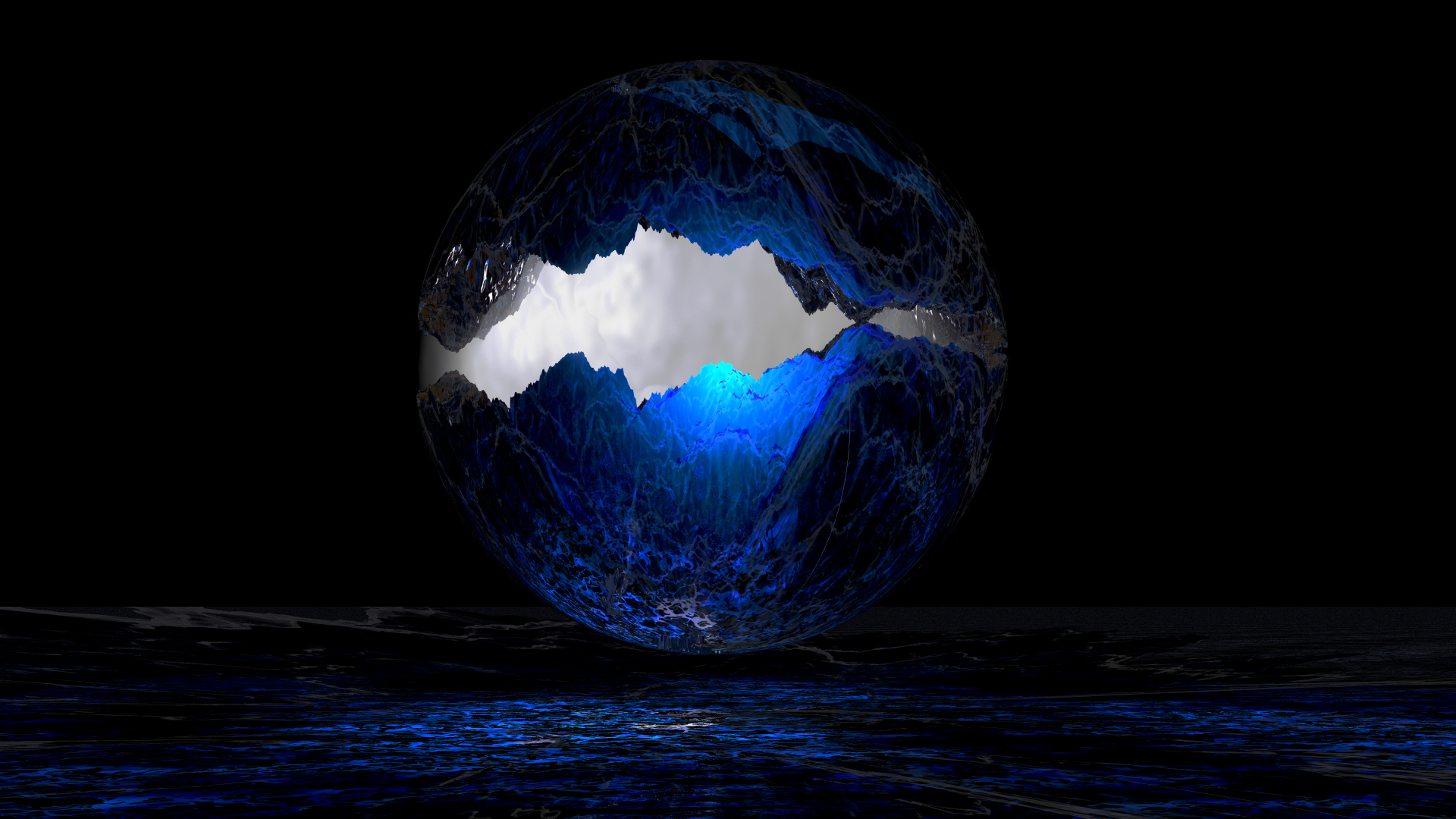 Abstract Blue Crystal Sphere with Light HD Wallpaper