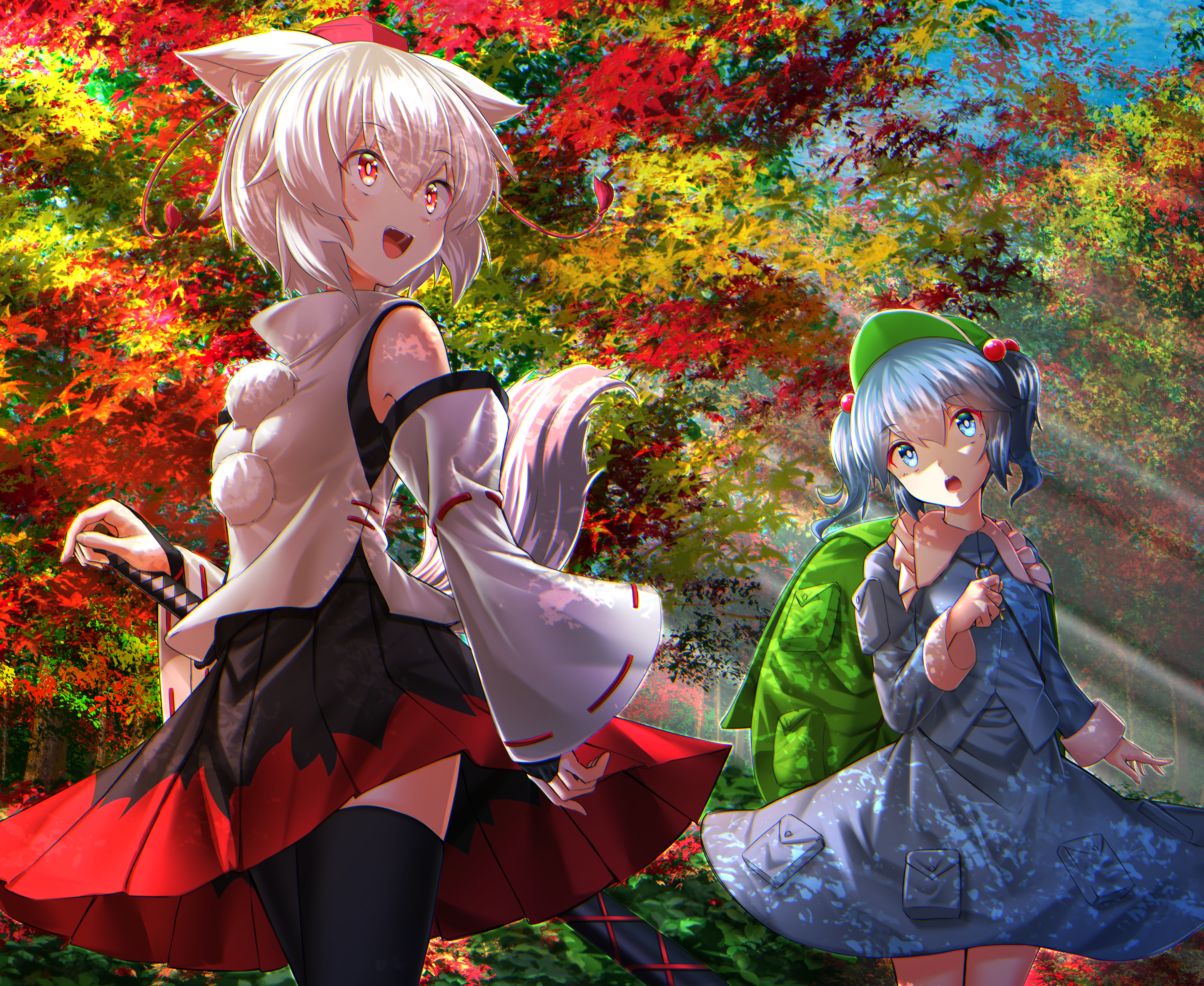 Momiji Inubashiri and Nitori Kawashiro from Touhou HD Wallpaper