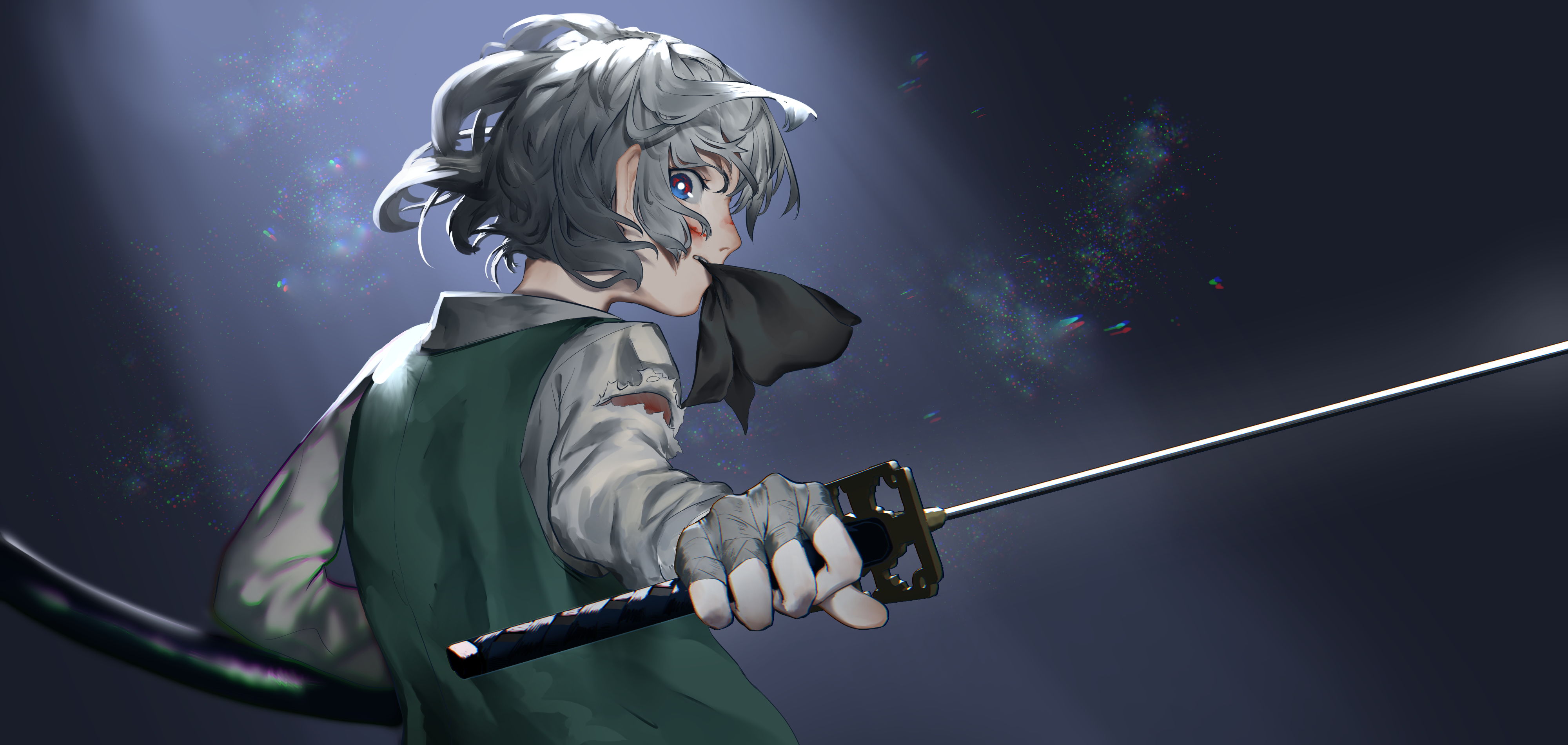 Youmu Konpaku from Touhou Project holding a sword HD Wallpaper