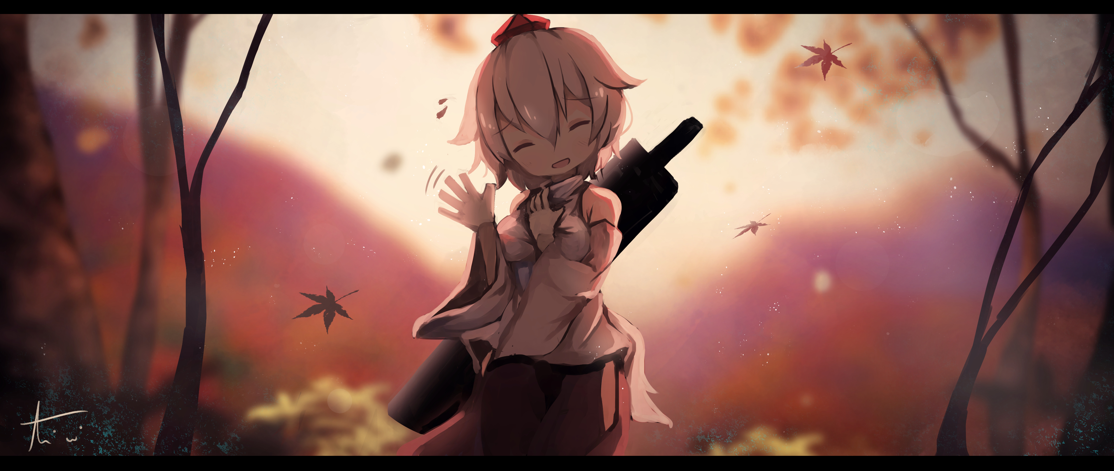 Momiji Inubashiri from Touhou in autumn forest HD Wallpaper