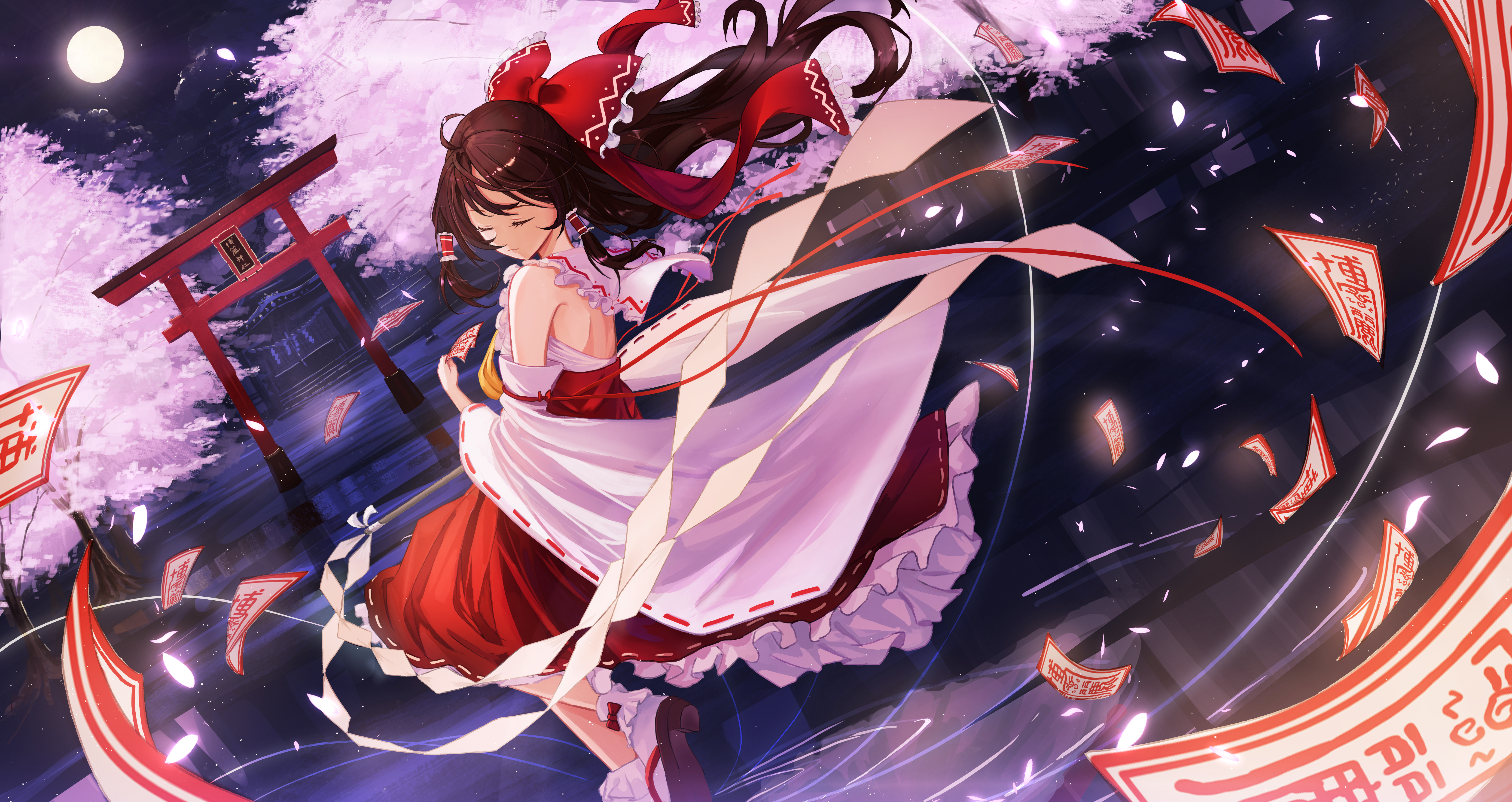 Reimu Hakurei from Touhou Project 4K HD Wallpaper