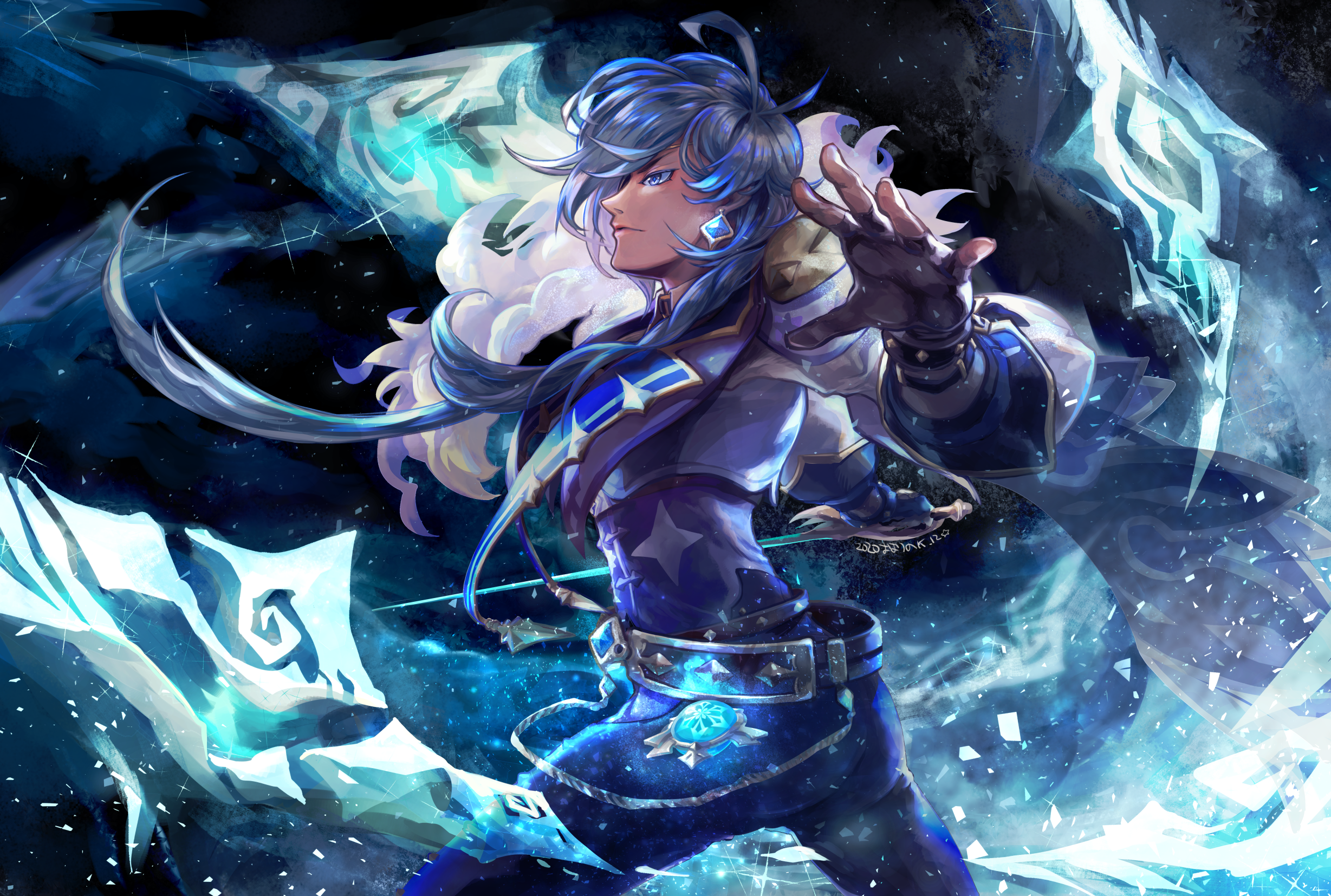 Kaeya from Genshin Impact with ice powers HD Wallpaper