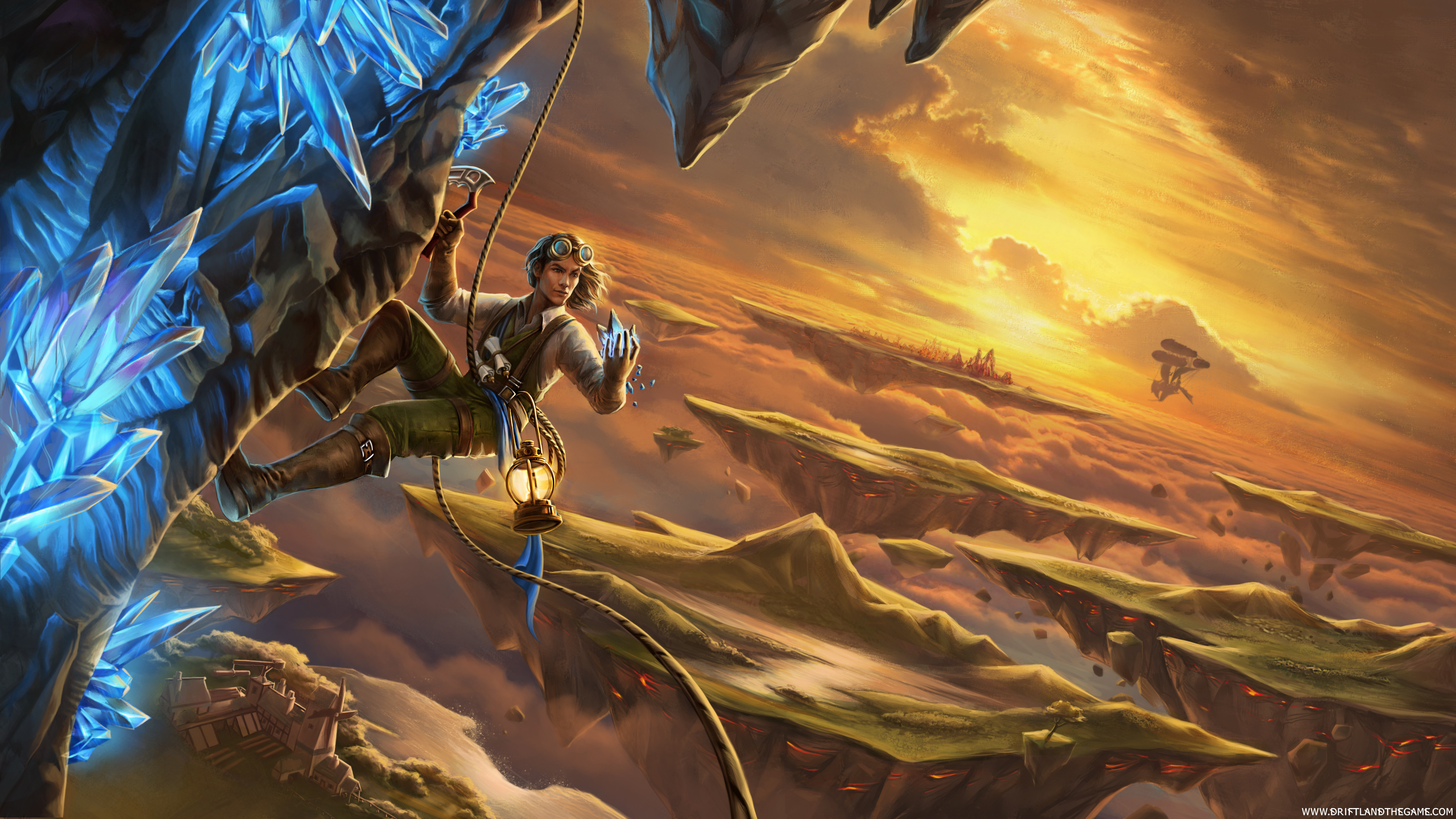 Climber on floating islands in Driftland: The Magic Revival 4K HD Wallpaper
