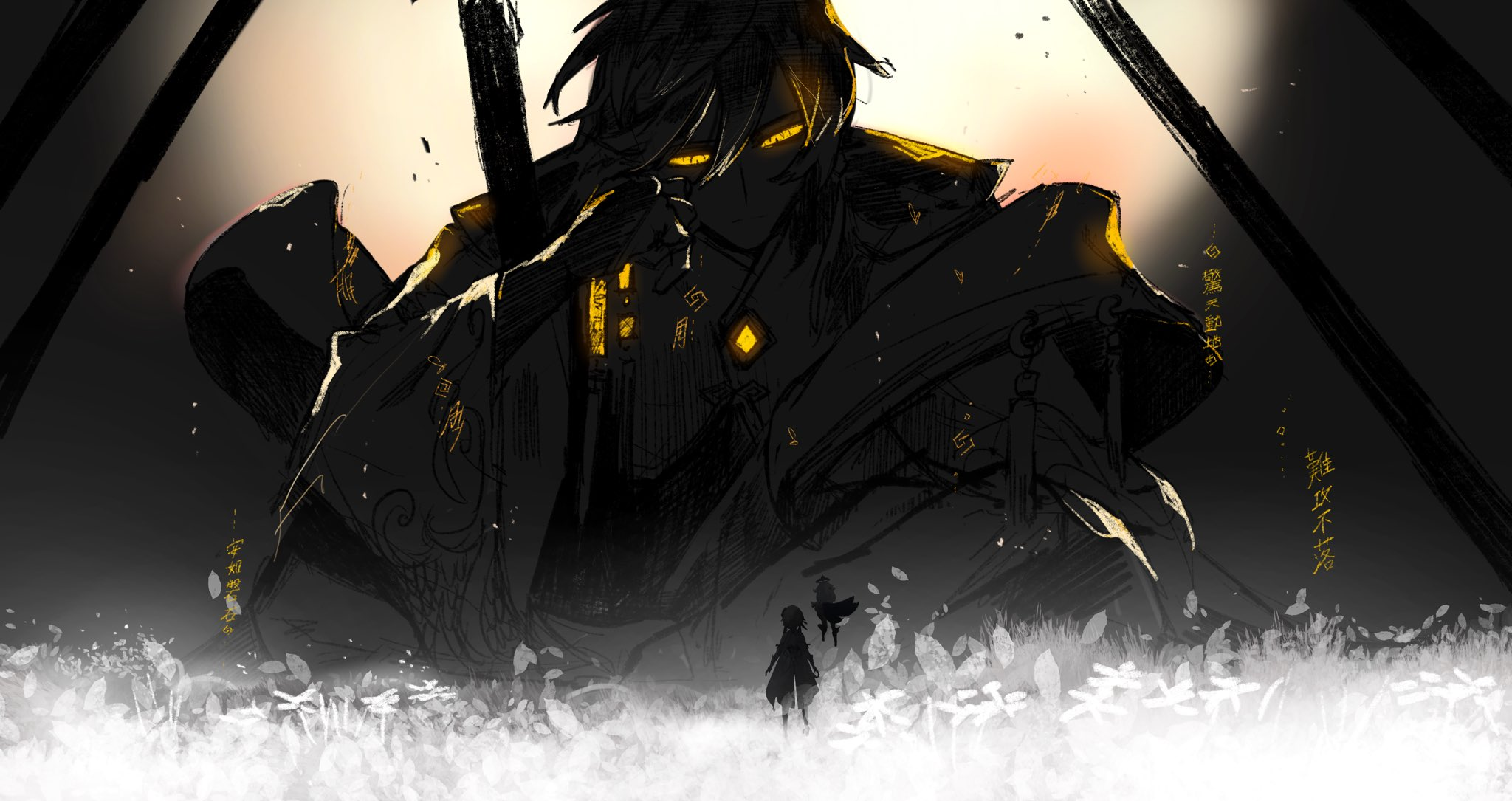 Lumine, Paimon and Zhongli from Genshin Impact HD Wallpaper