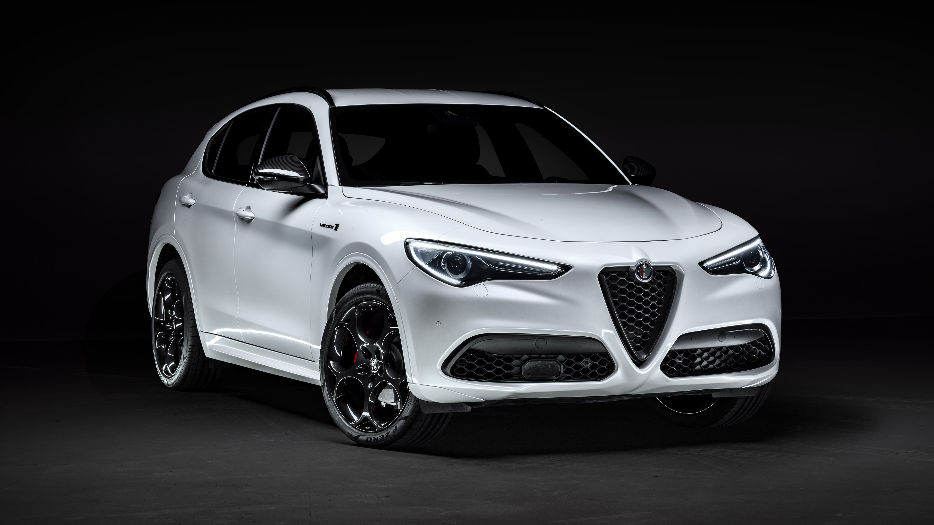 White Alfa Romeo Stelvio Veloce Ti SUV HD Wallpaper