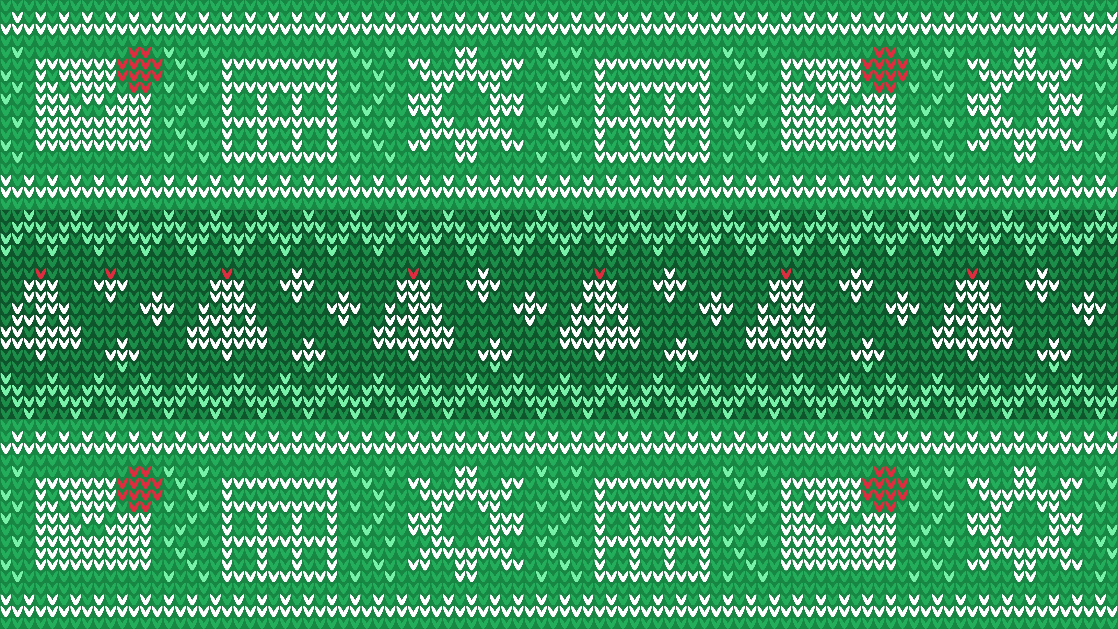 Green Christmas knitted pattern with houses and trees HD Wallpaper
