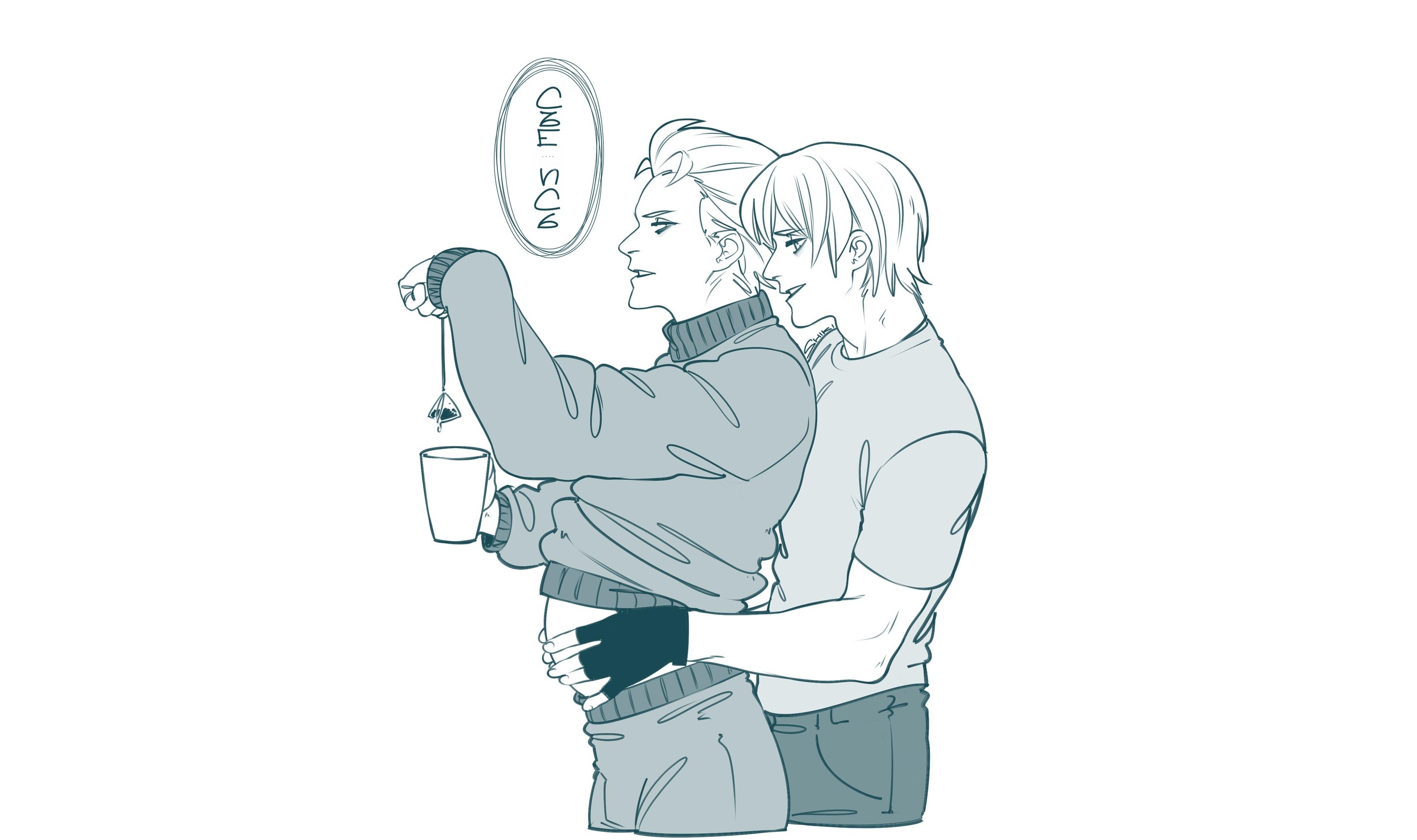 Two men making tea HD Wallpaper