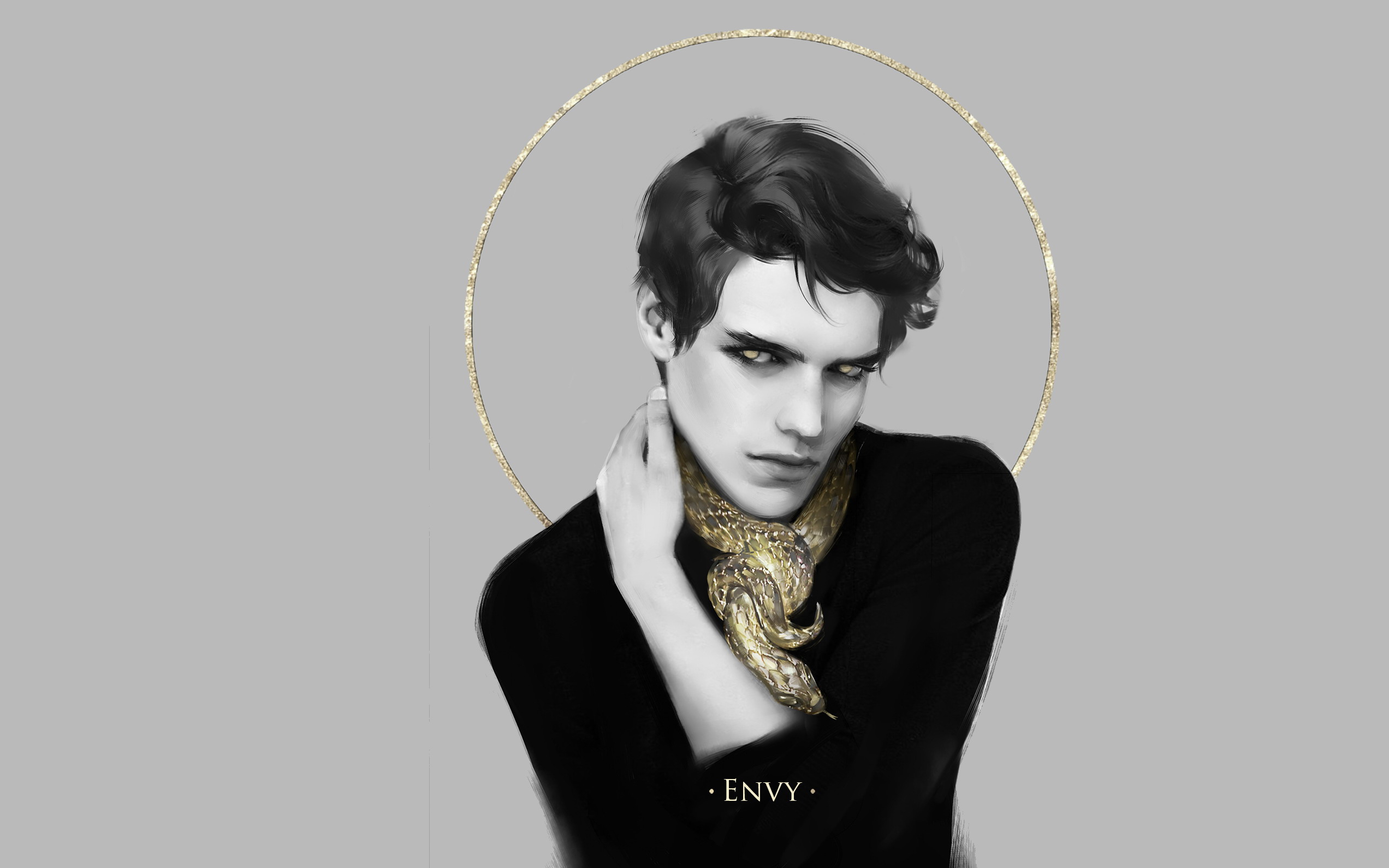 Man with snake and halo HD Wallpaper
