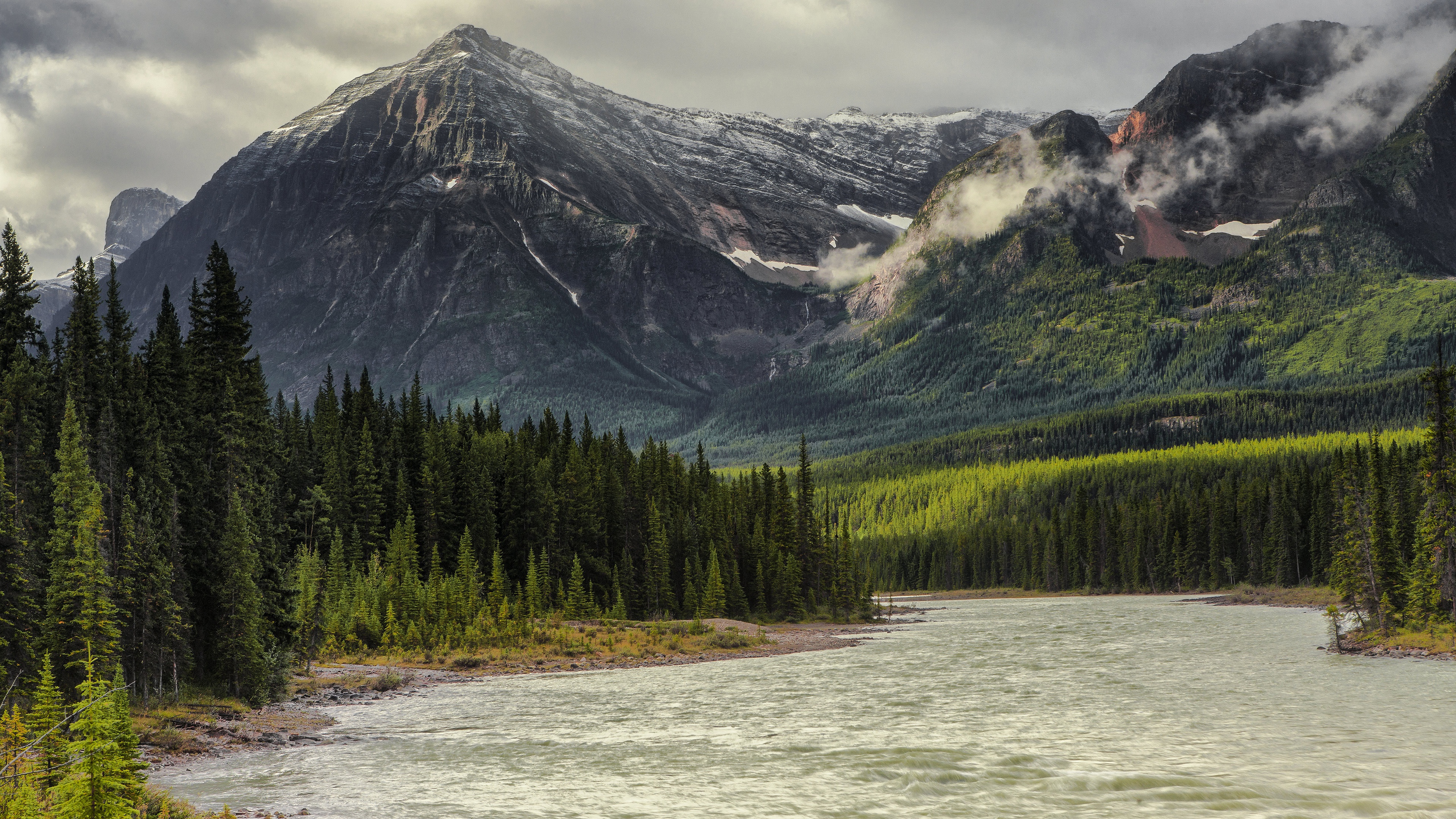 River and Mountains in Canada HD Wallpaper