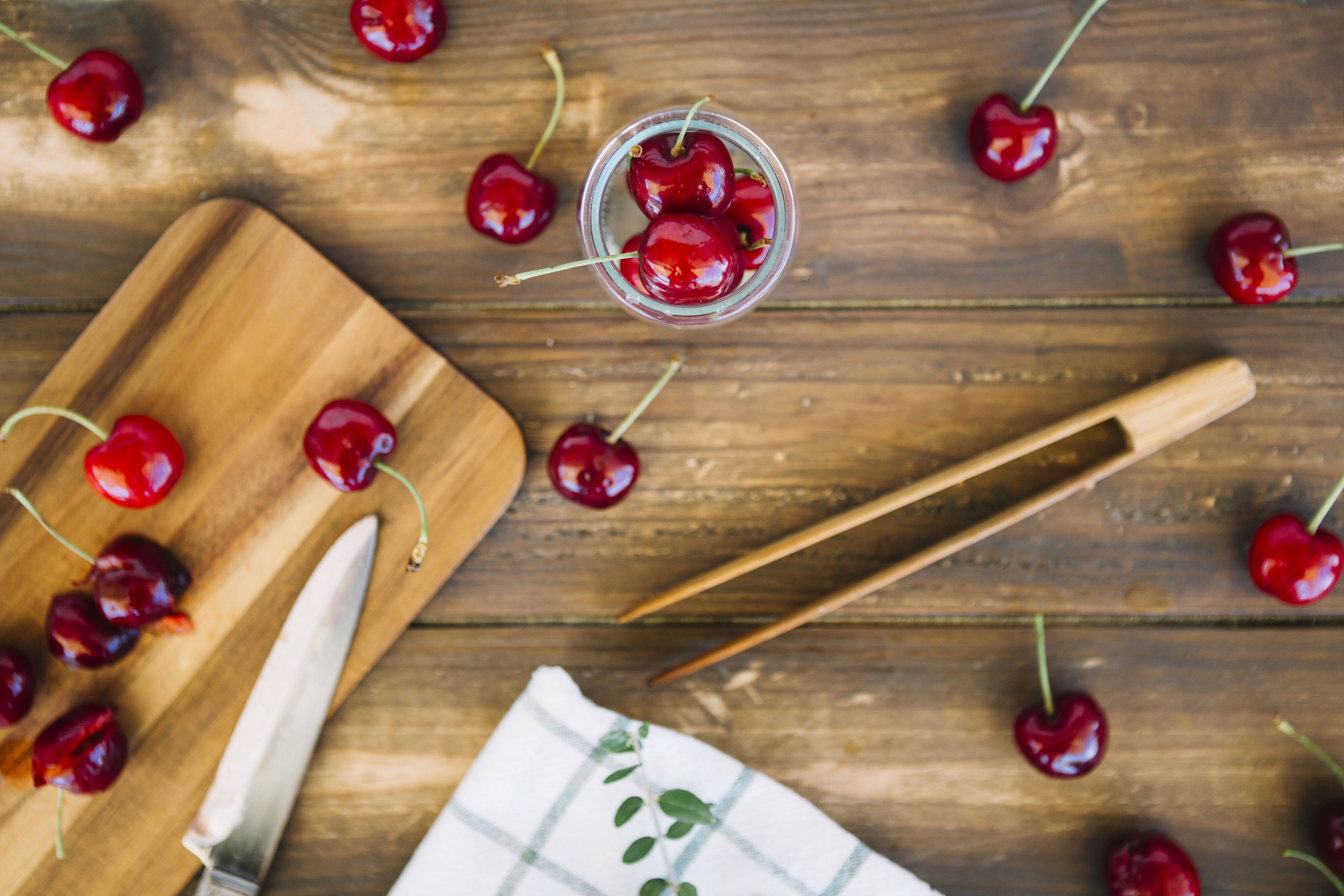 Cherries on a Wooden Table HD Wallpaper