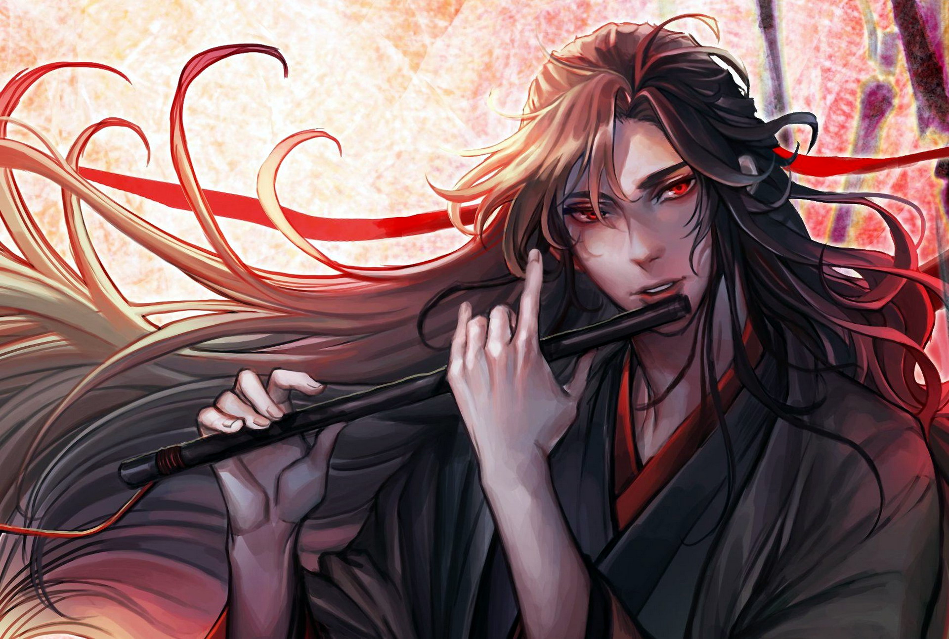 Wei Wuxian from Mo Dao Zu Shi playing a flute HD Wallpaper