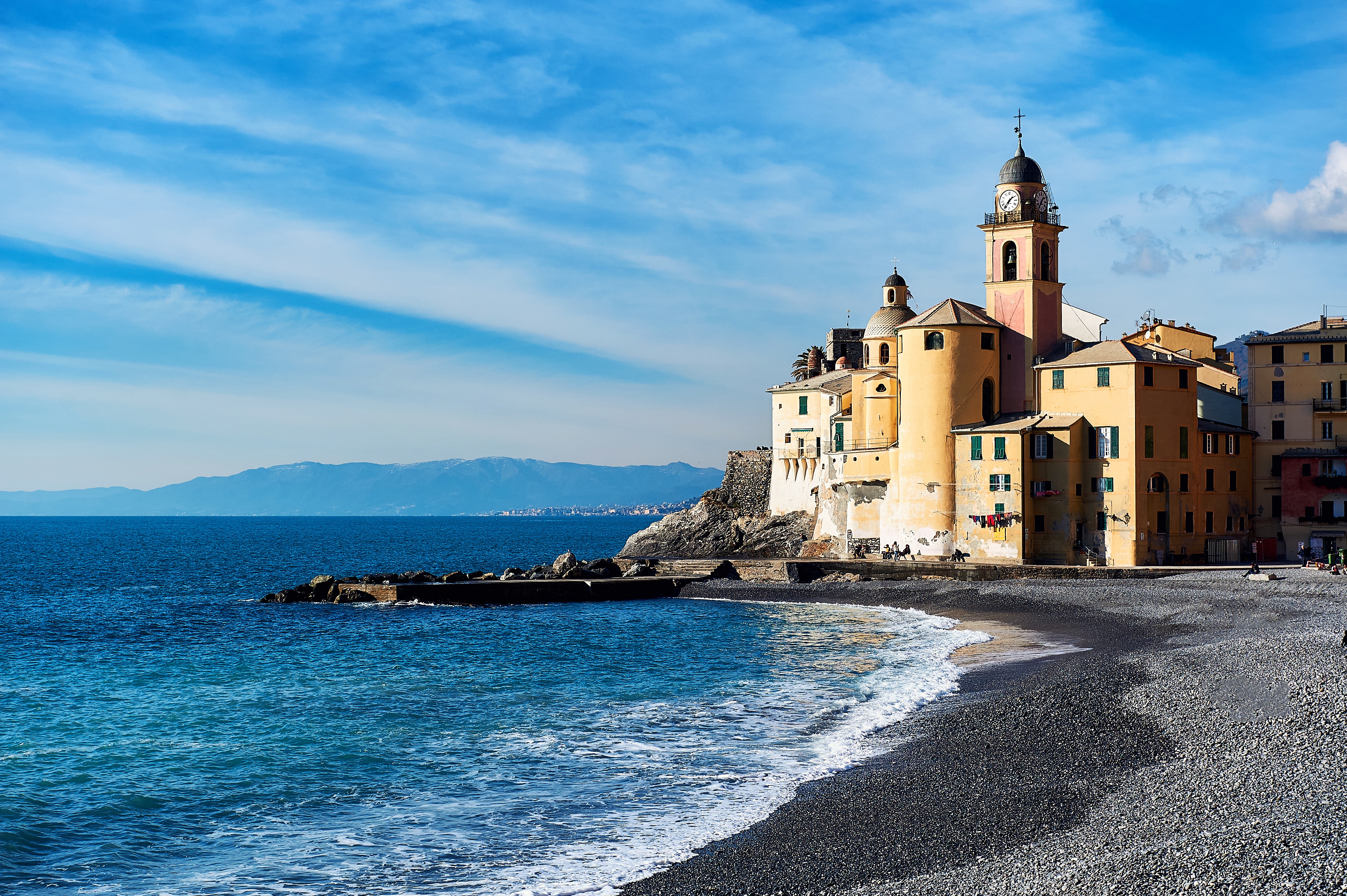Church on the Coast in Camogli, Liguria, Italy 4K HD Wallpaper