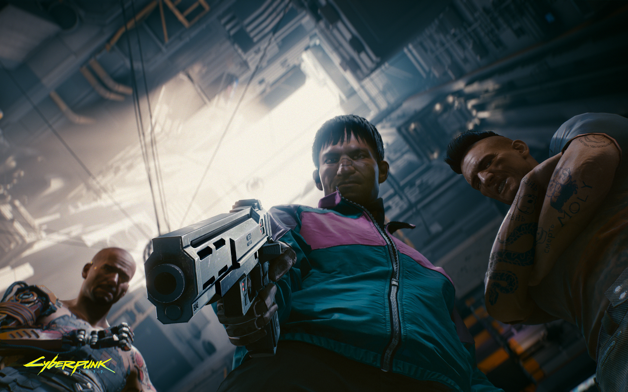 Cyberpunk 2077 characters with a gun HD Wallpaper