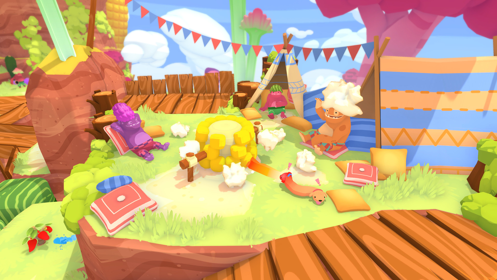 Phogs! characters at a campsite HD Wallpaper