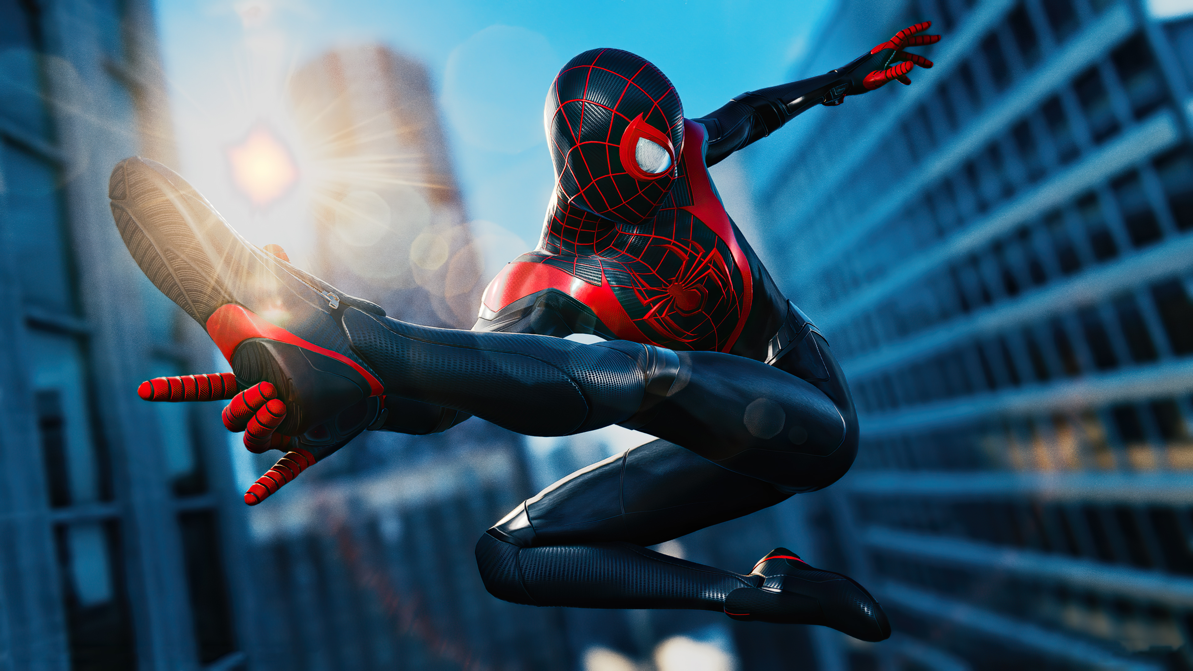 Miles Morales Spider-Man Action Pose HD Wallpaper