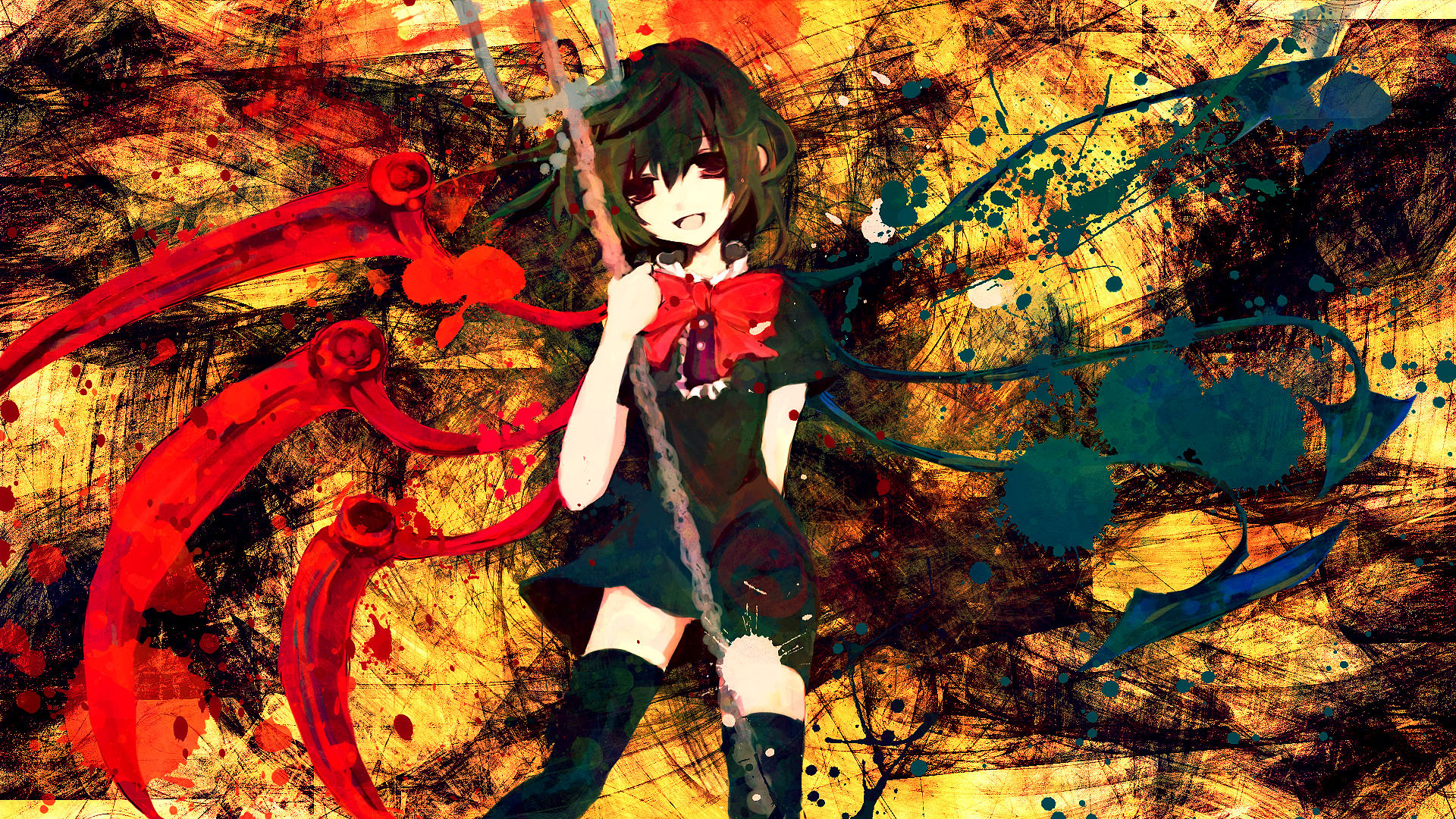Nue Houjuu holding a trident with scythes HD Wallpaper