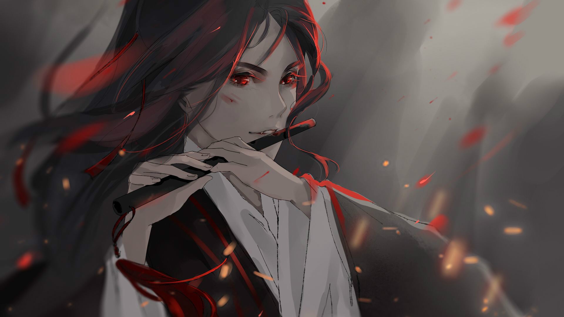Wei Wuxian from Mo Dao Zu Shi playing flute HD Wallpaper