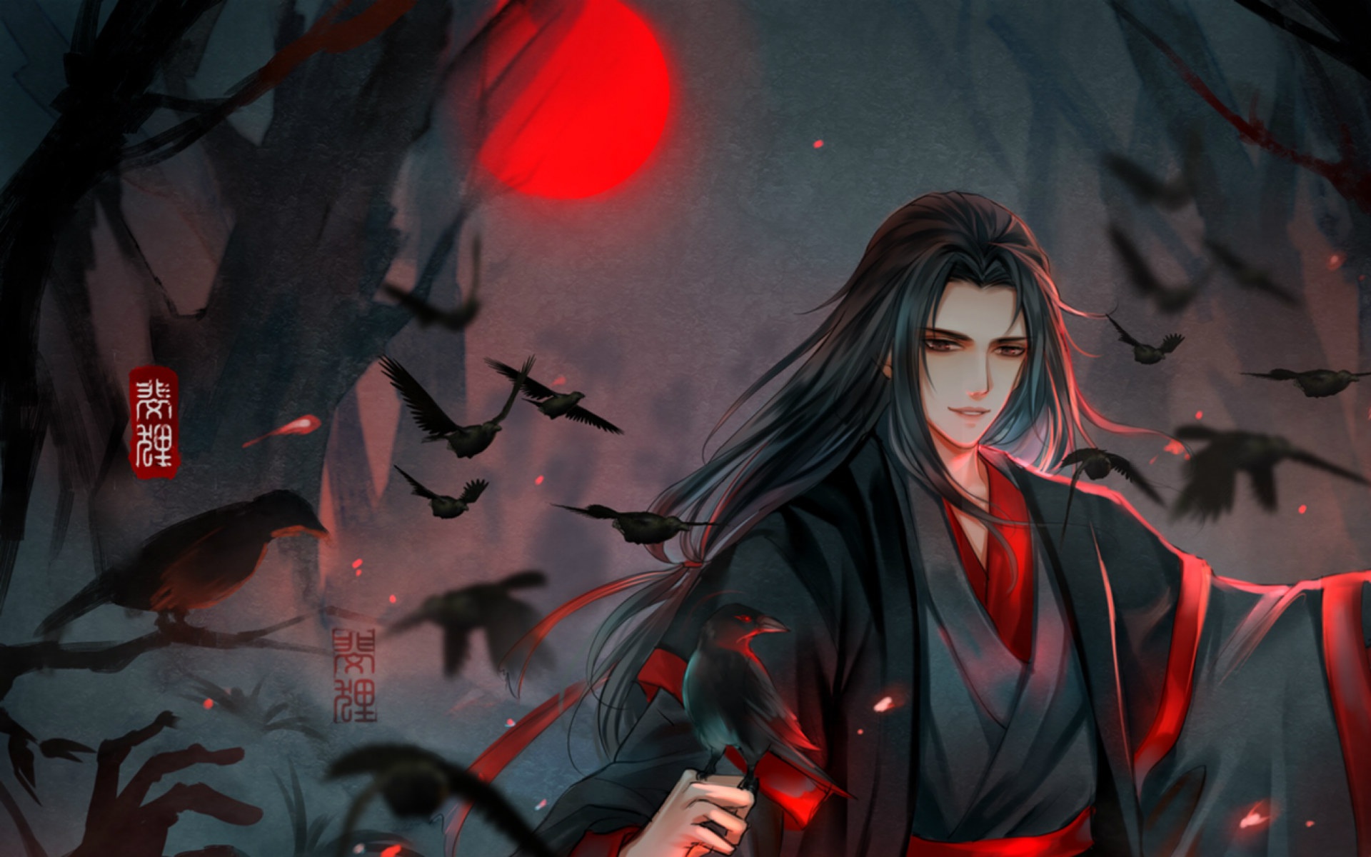 Wei Wuxian from Mo Dao Zu Shi with crows HD Wallpaper