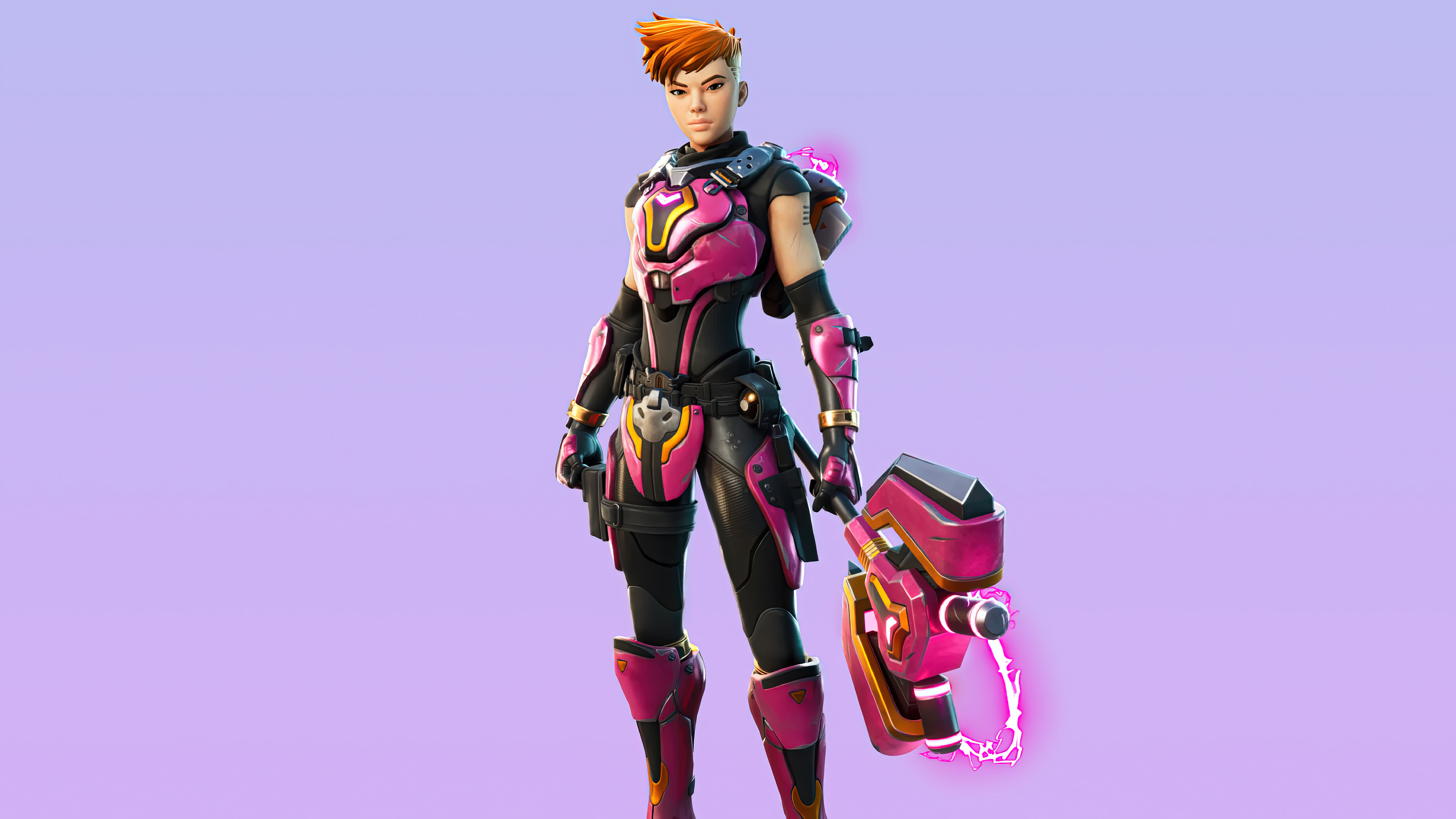 Fortnite Character with Pink Armor and Hammer HD Wallpaper
