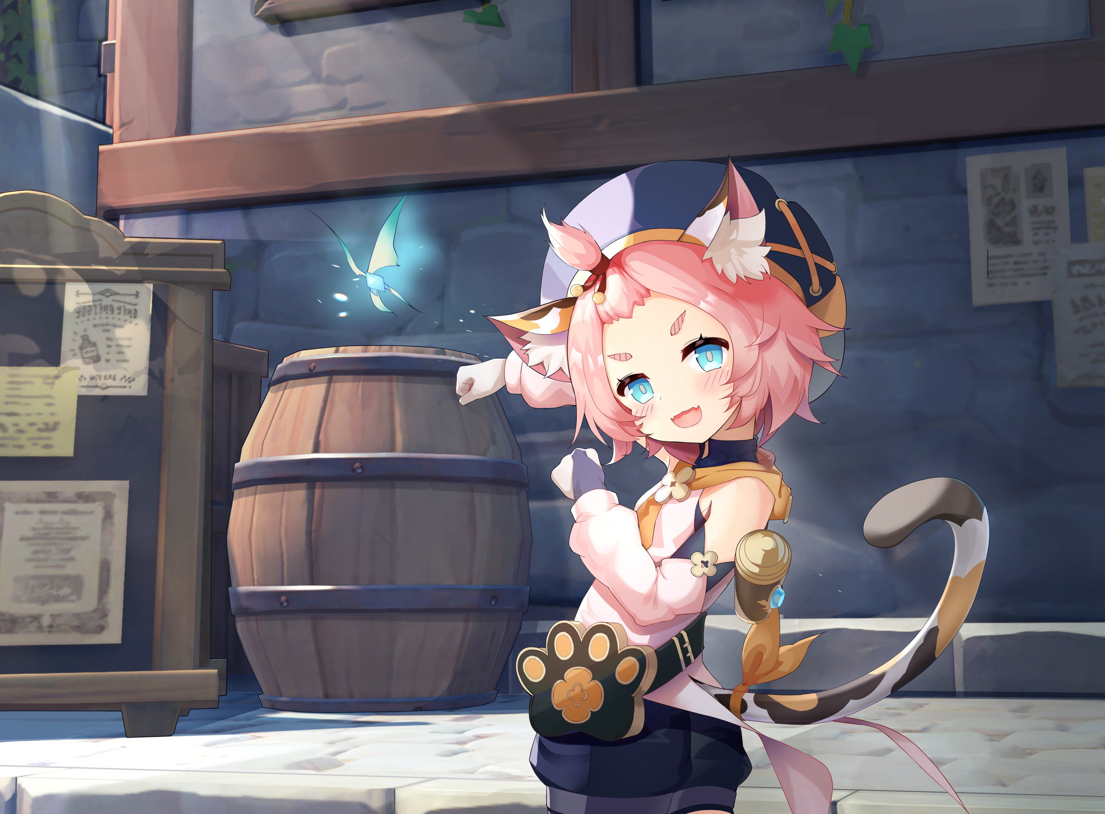Diona from Genshin Impact with a butterfly HD Wallpaper