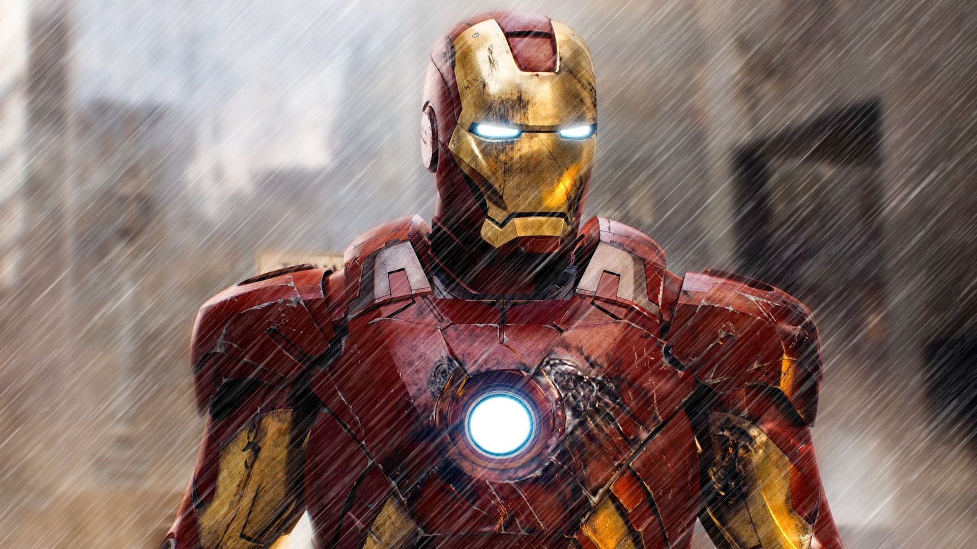 Iron Man from Marvel Comics in the Rain HD Wallpaper