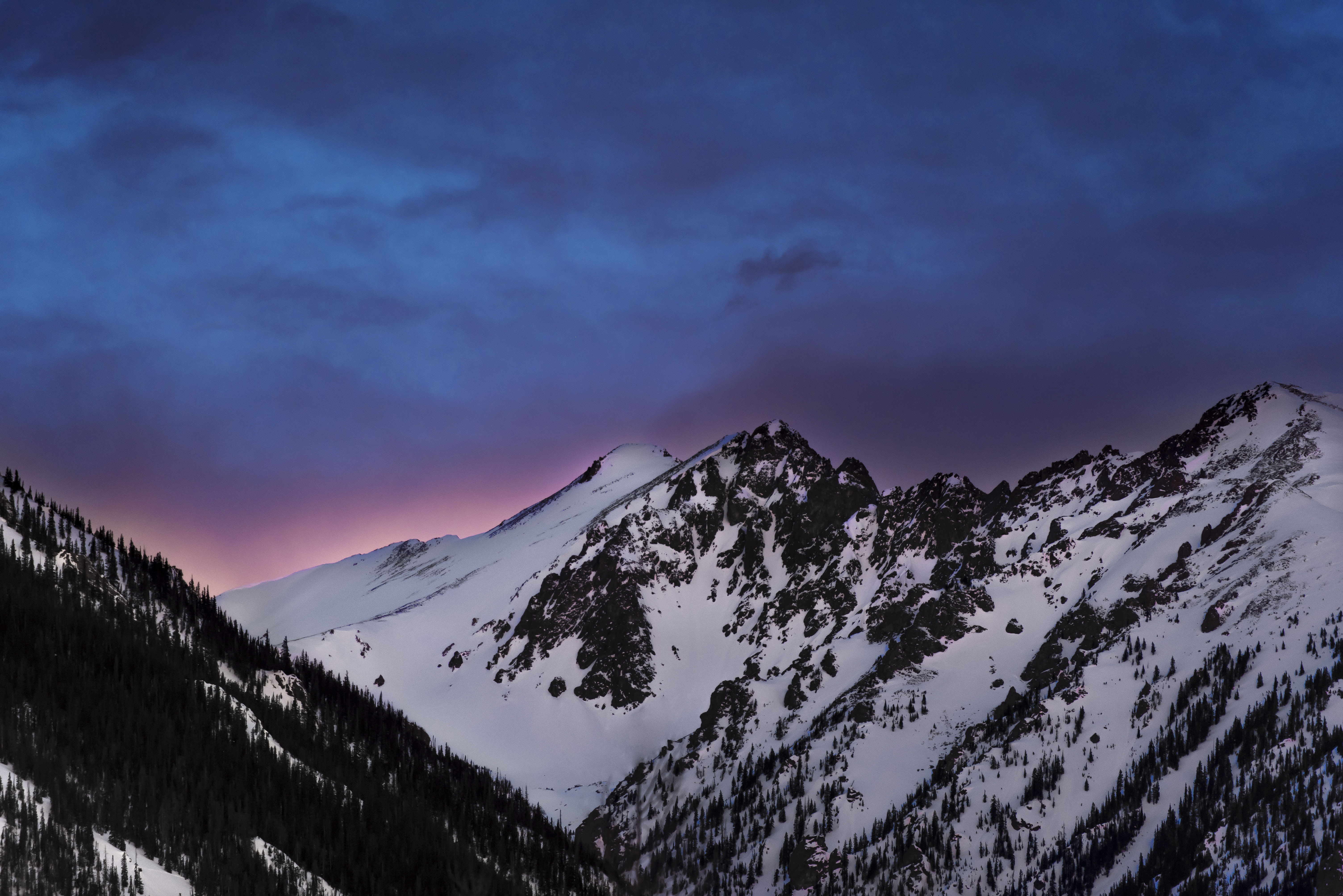 Snowy Mountains at Twilight HD Wallpaper