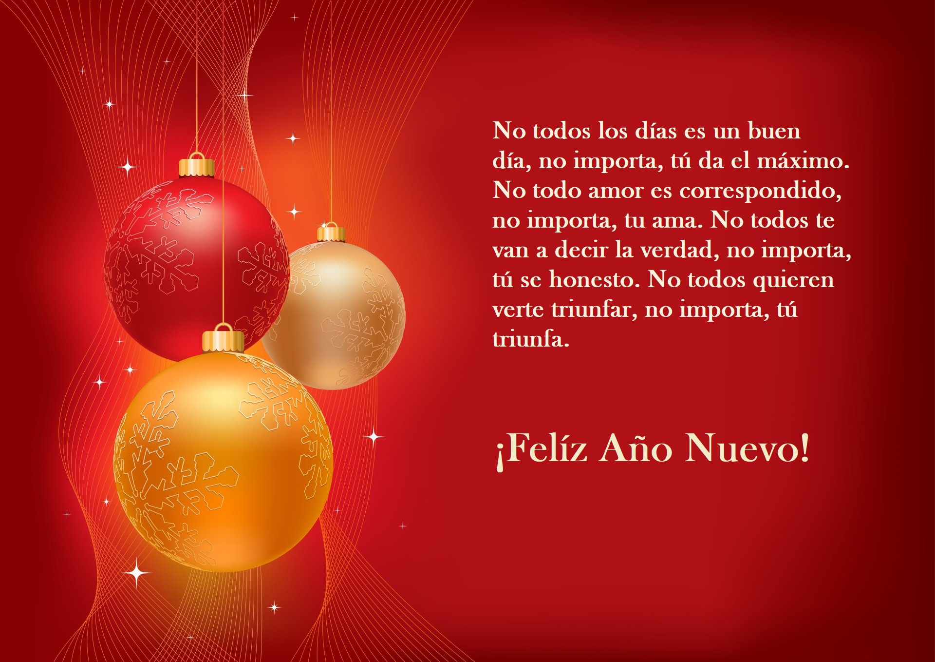 Happy New Year with Christmas Ornaments HD Wallpaper