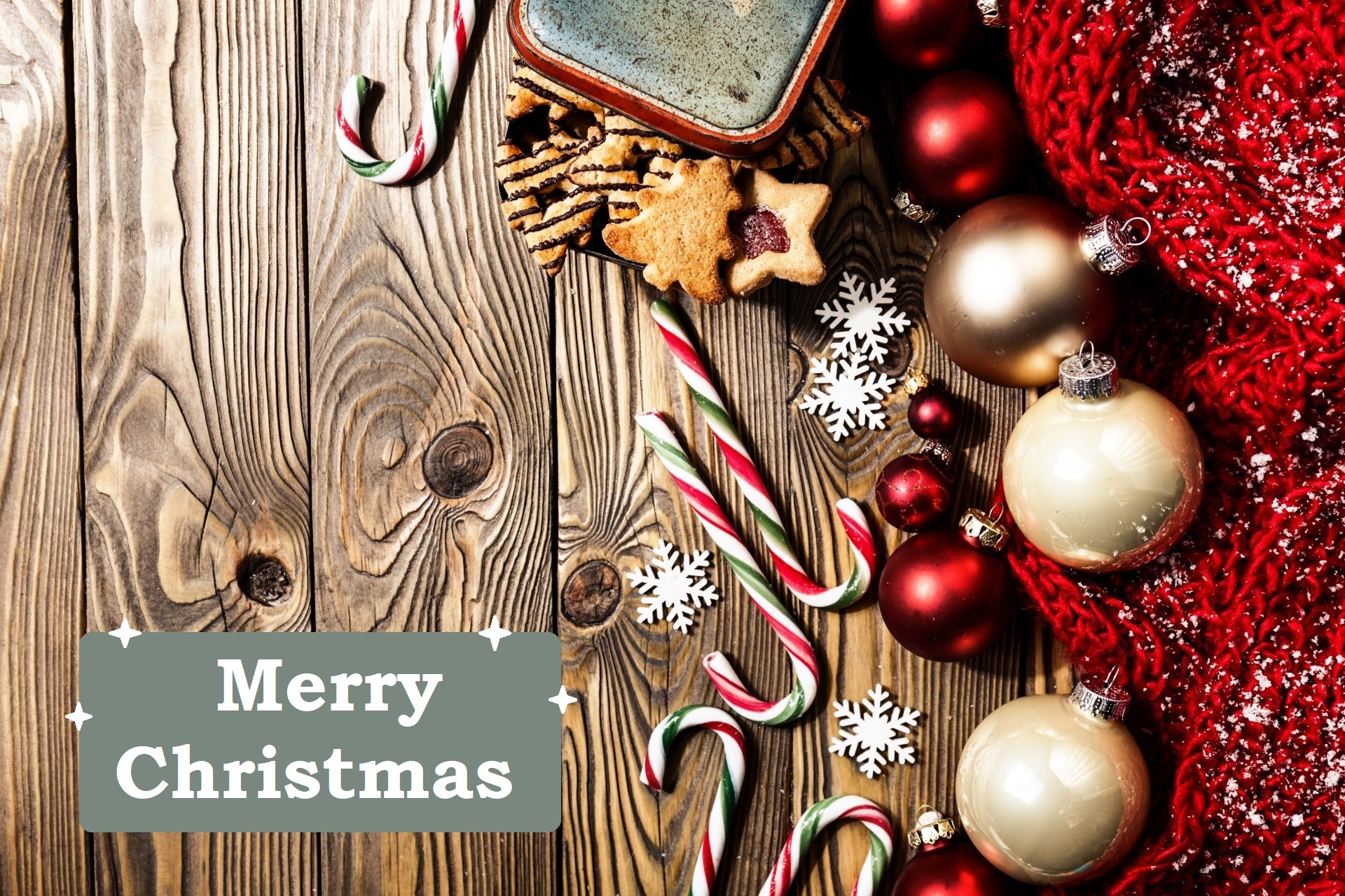 Christmas Decorations with Cookies and Candy Canes HD Wallpaper
