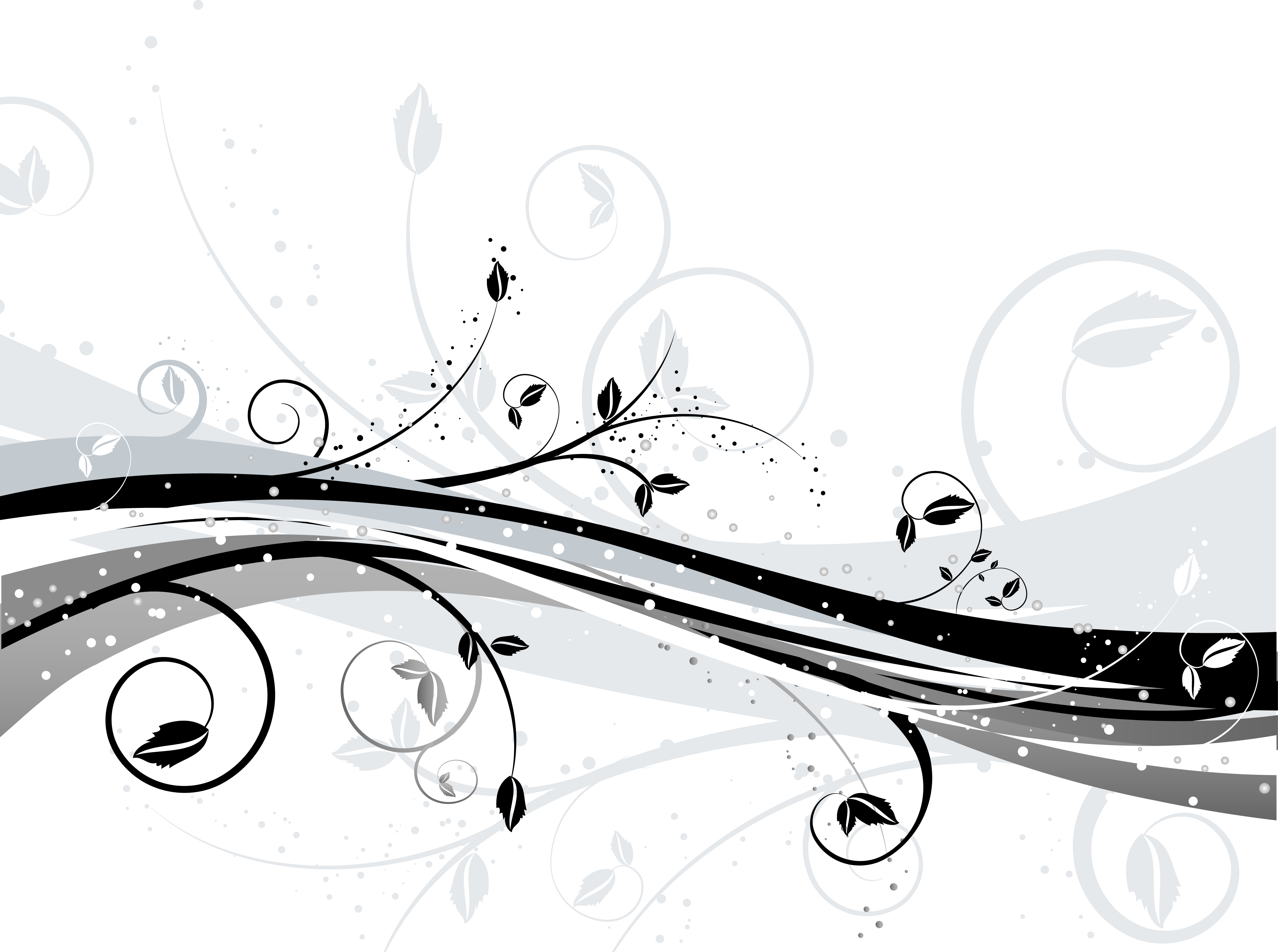 Abstract Floral Swirls and Waves 4K Vector HD Wallpaper