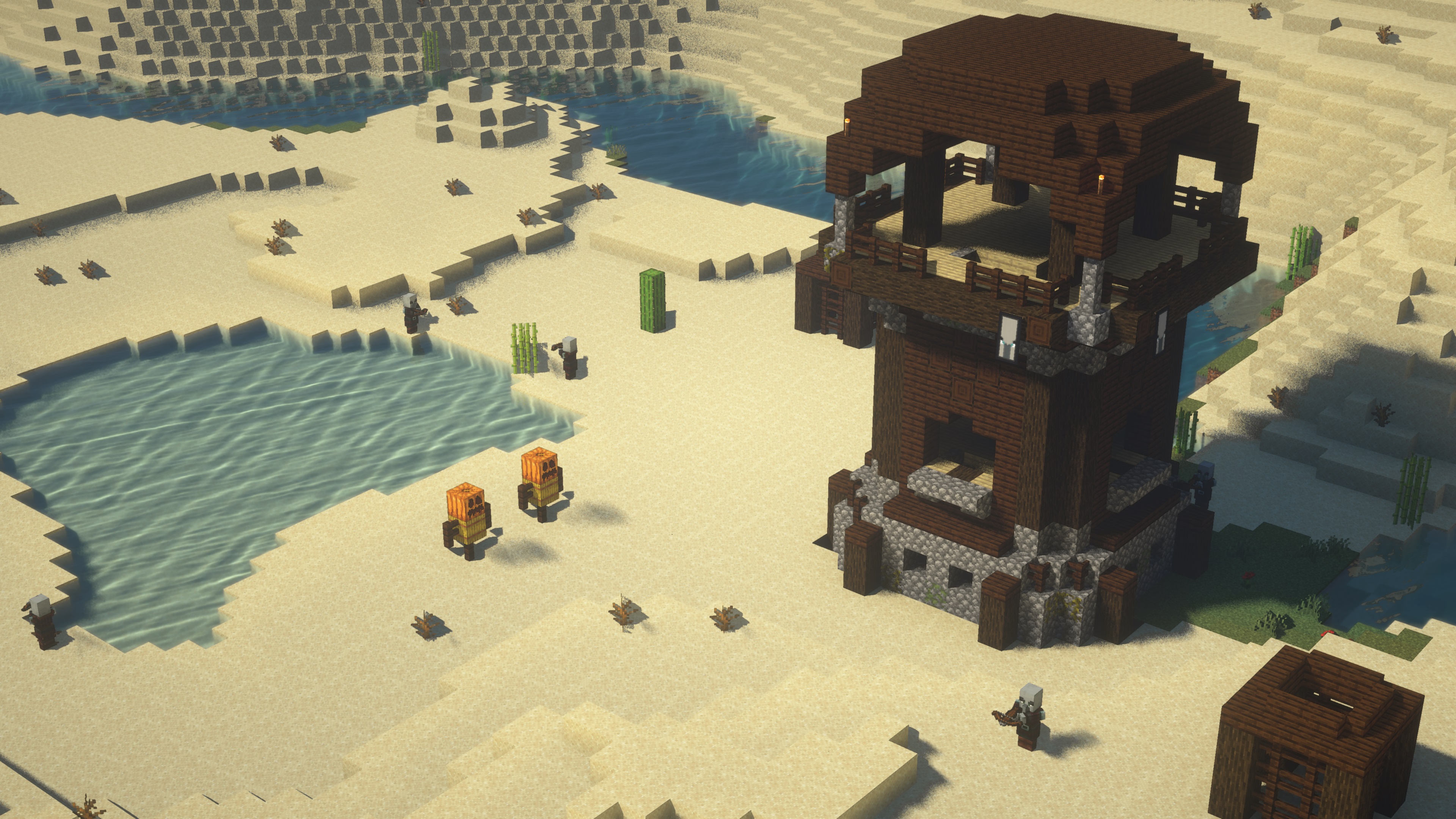 Pillager Outpost in a Minecraft Desert Biome HD Wallpaper