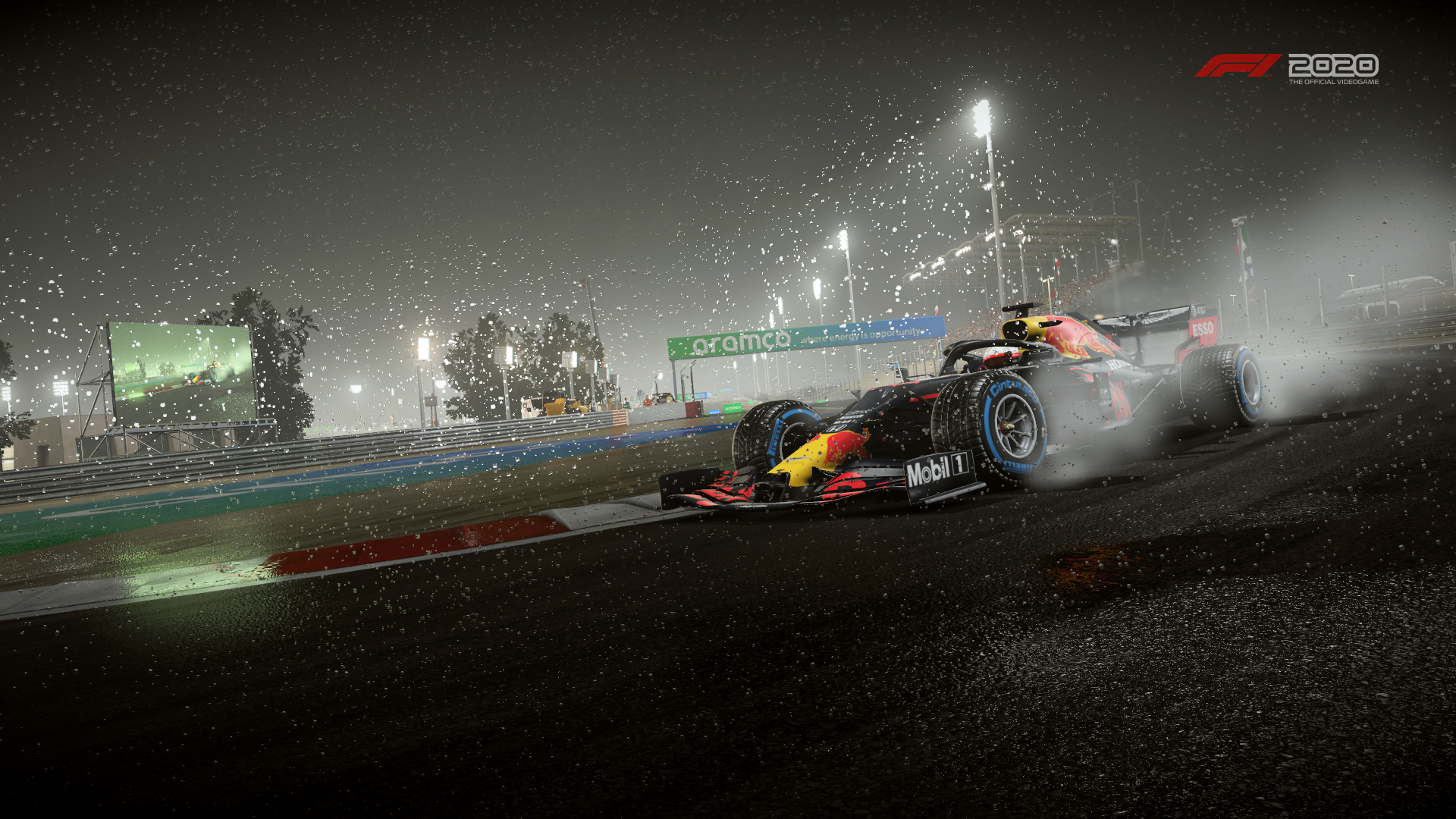 Red Bull F1 2020 Racing Car in Rain HD Wallpaper
