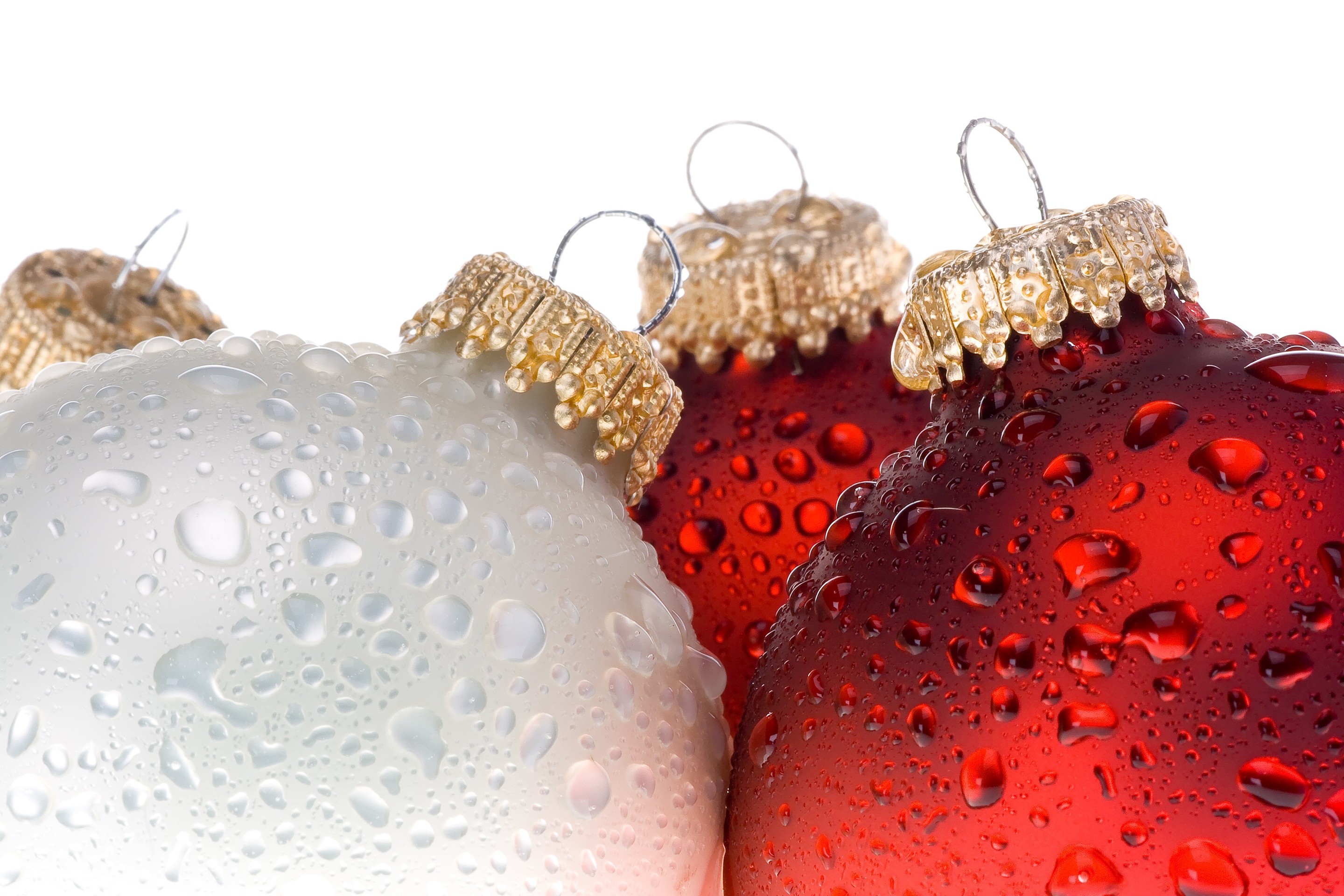 Close-up of wet Christmas ornaments HD Wallpaper