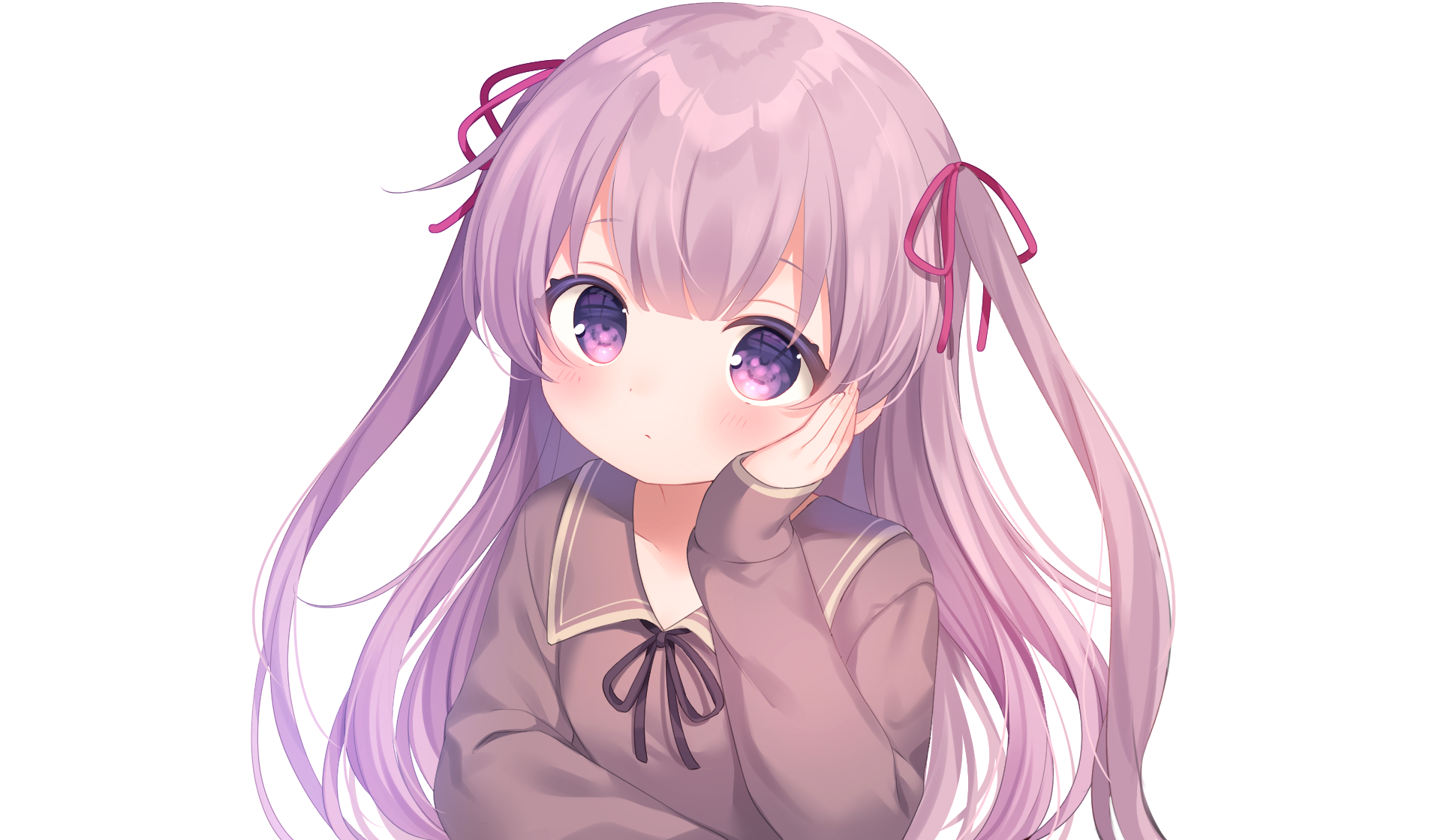 Anime girl with purple hair and eyes HD Wallpaper