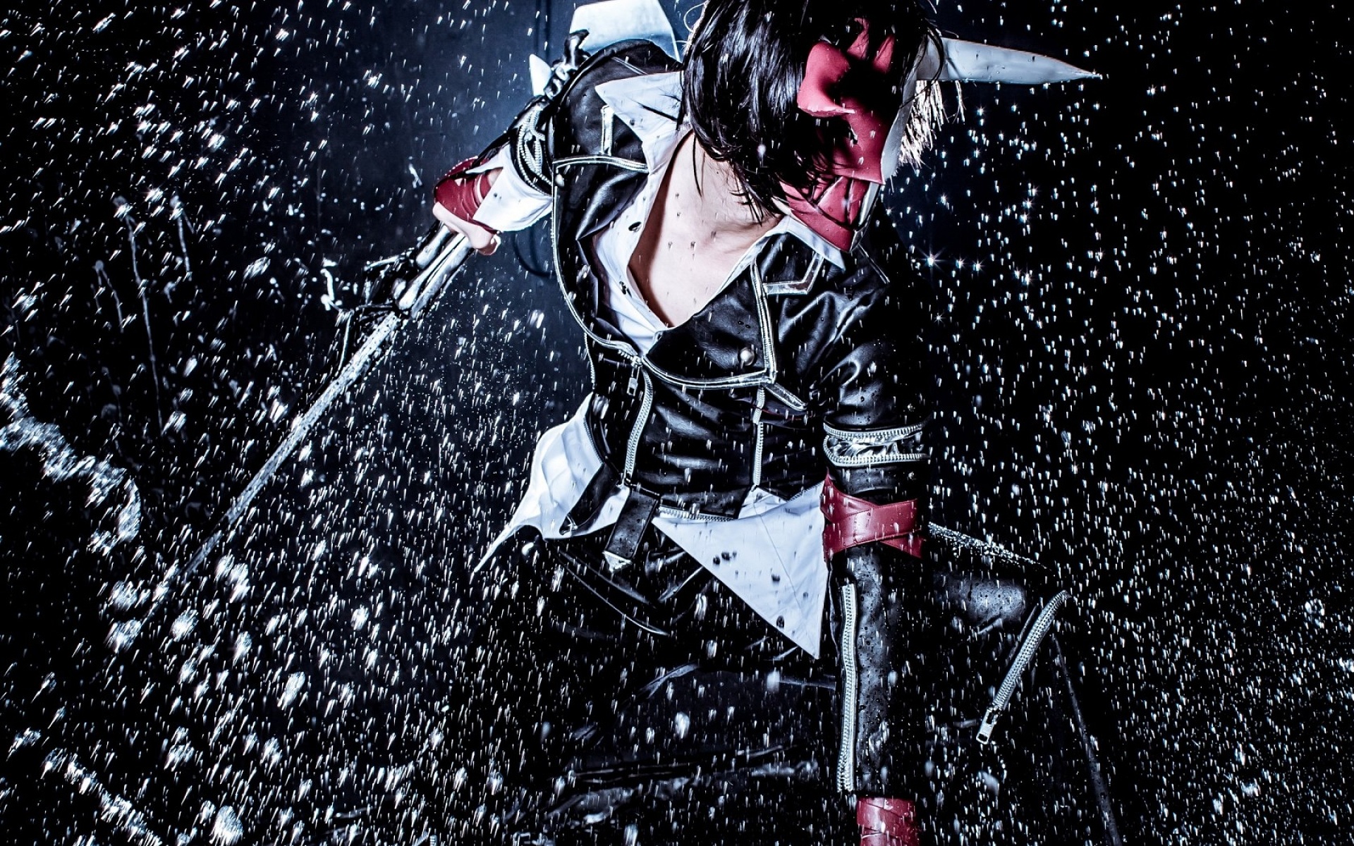 Cosplayer in HeroWarz costume with sword in water HD Wallpaper