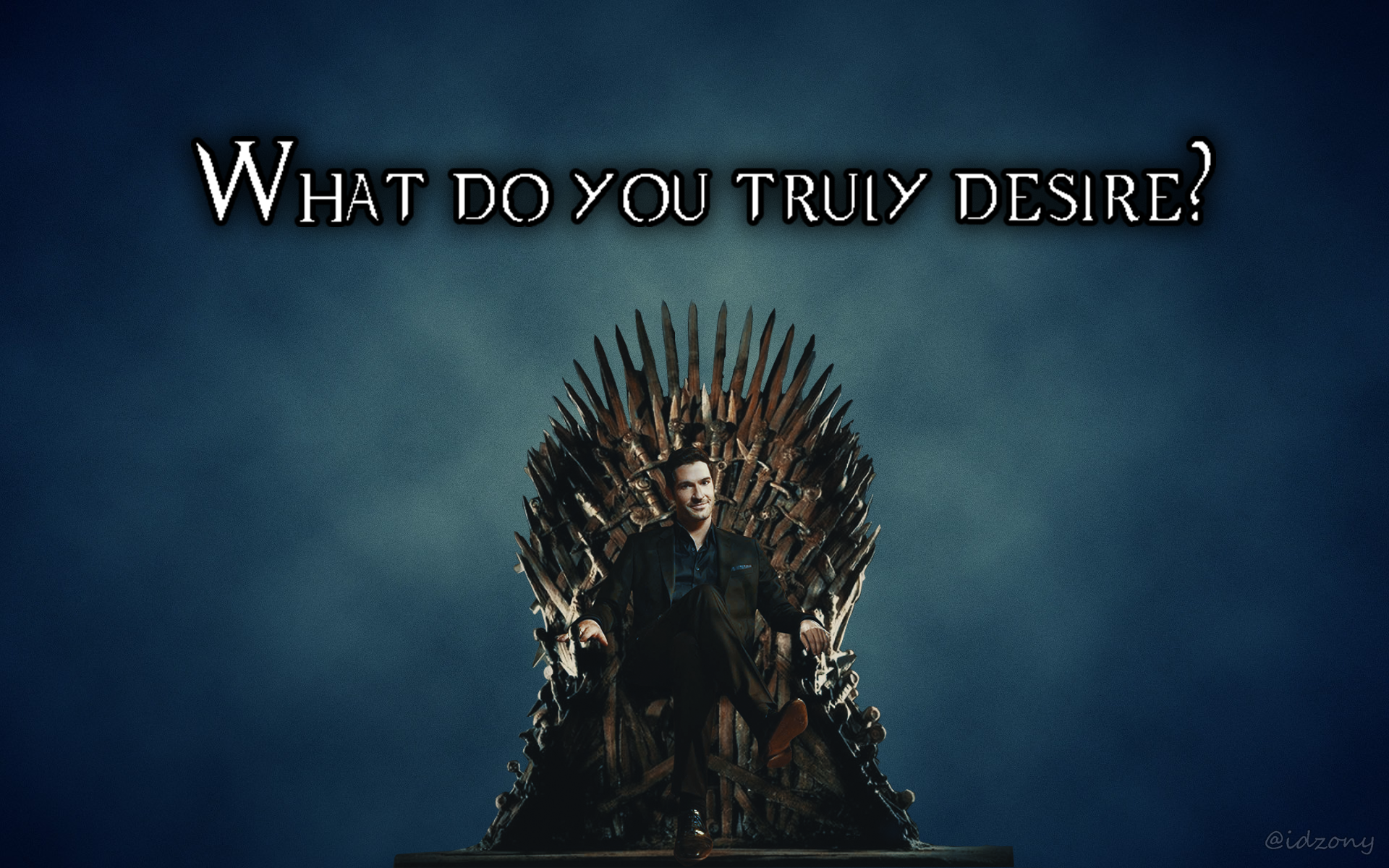 Lucifer Morningstar on the Iron Throne HD Wallpaper