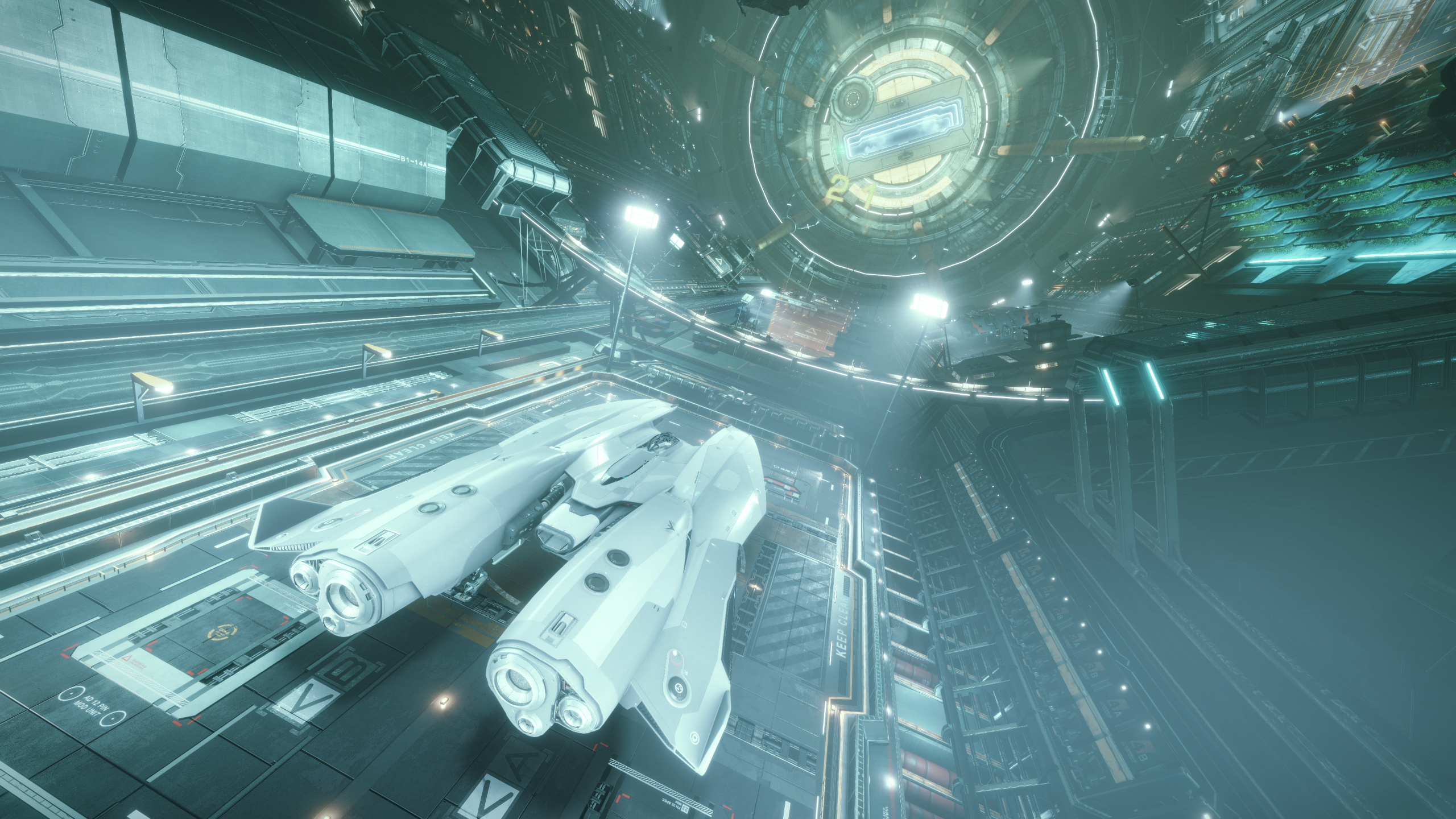Mamba spaceship docked in a space station HD Wallpaper