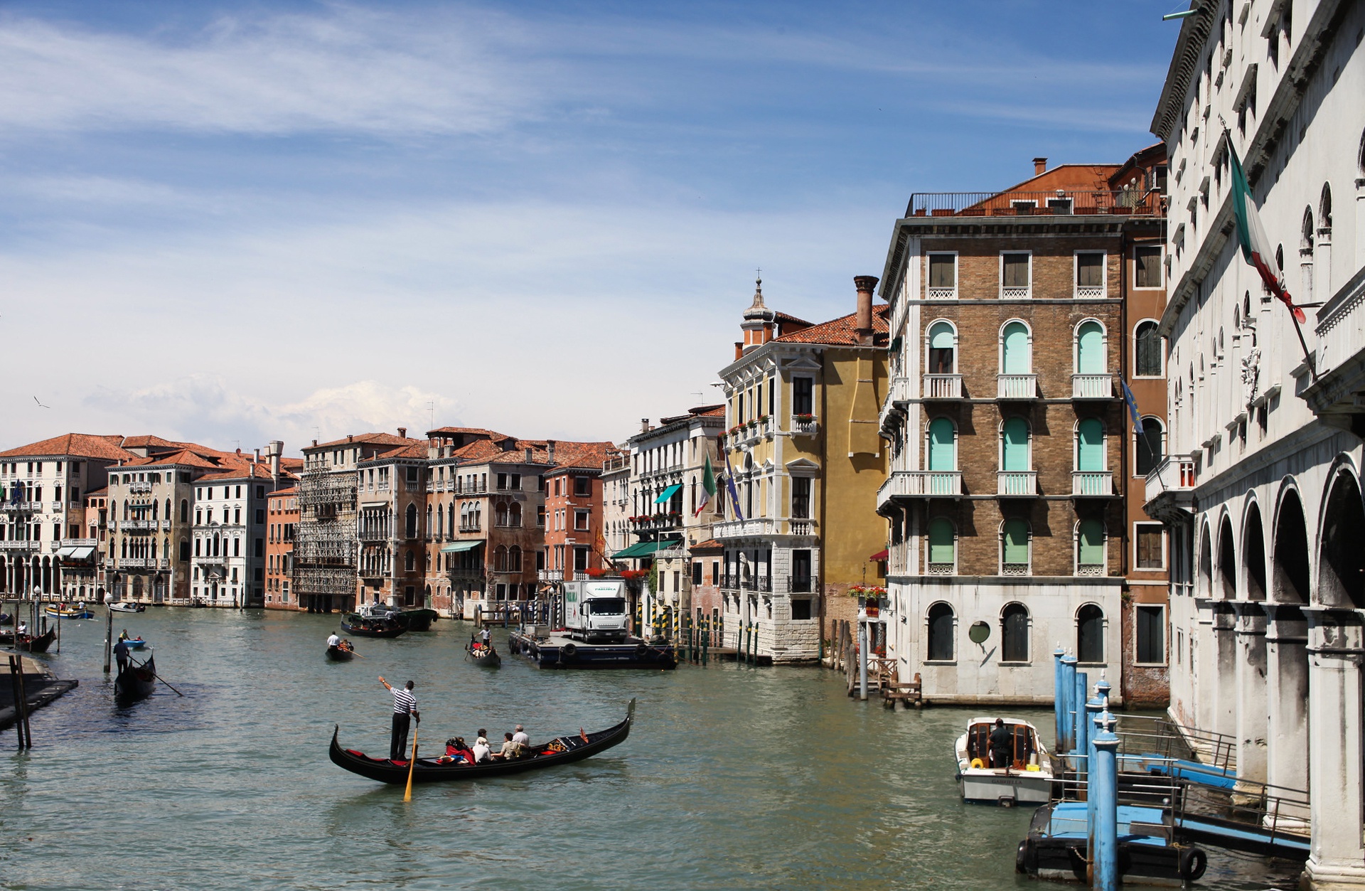 Venice Canal with Gondolas and Buildings HD Wallpaper