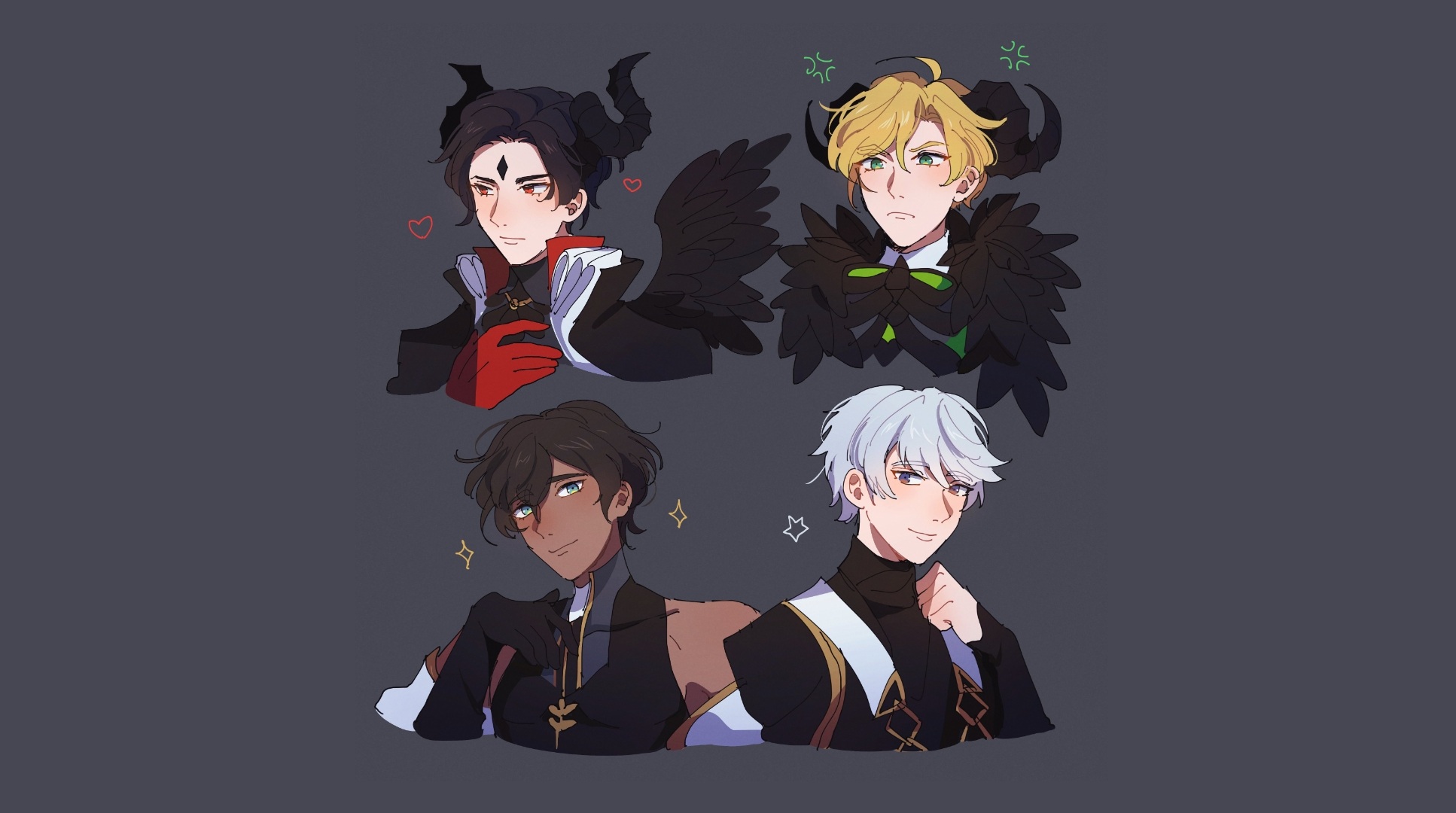 Four male characters from Obey Me! Shall We Date? HD Wallpaper