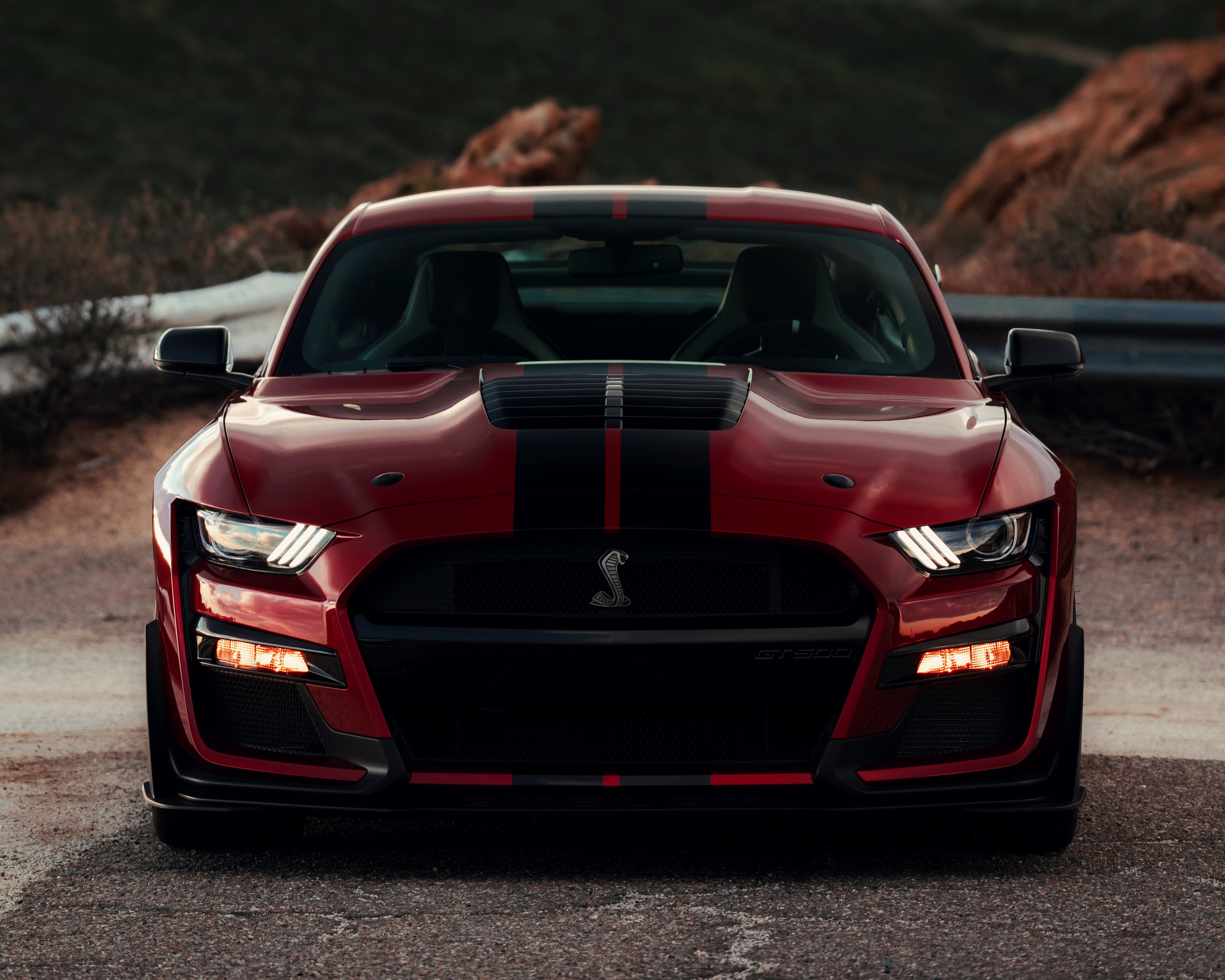 Ford Mustang Shelby GT500 Red Muscle Car HD Wallpaper