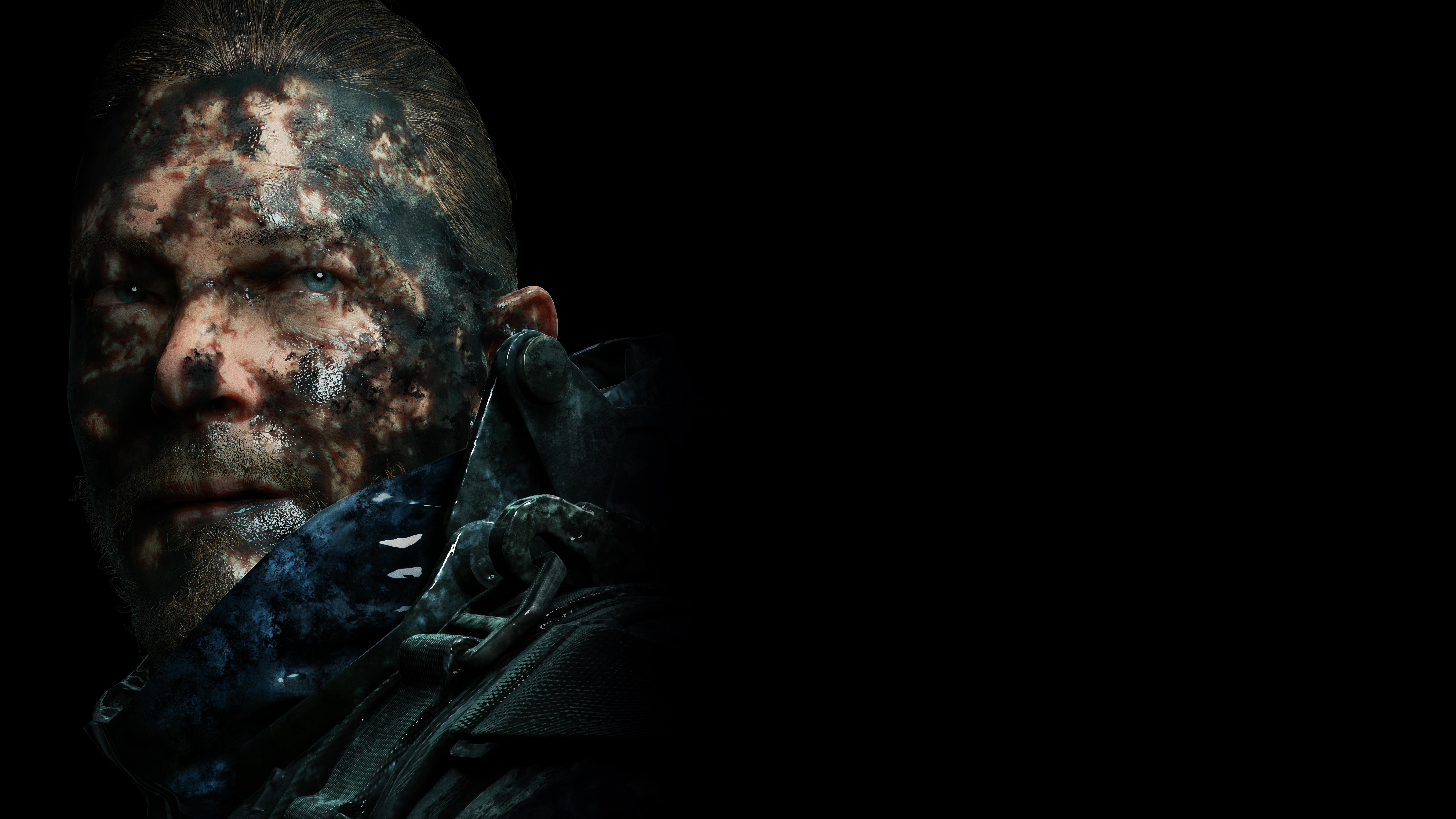 Man with mud on face in Death Stranding HD Wallpaper